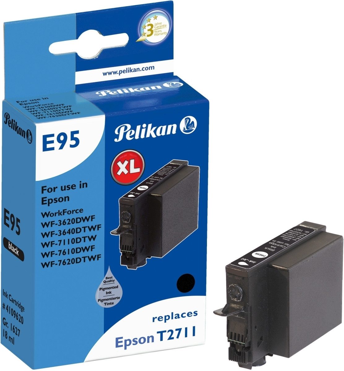 Tintenpatrone kompatibel mit Epson T2711 schwarz Typ E95. Nachfülltinte
