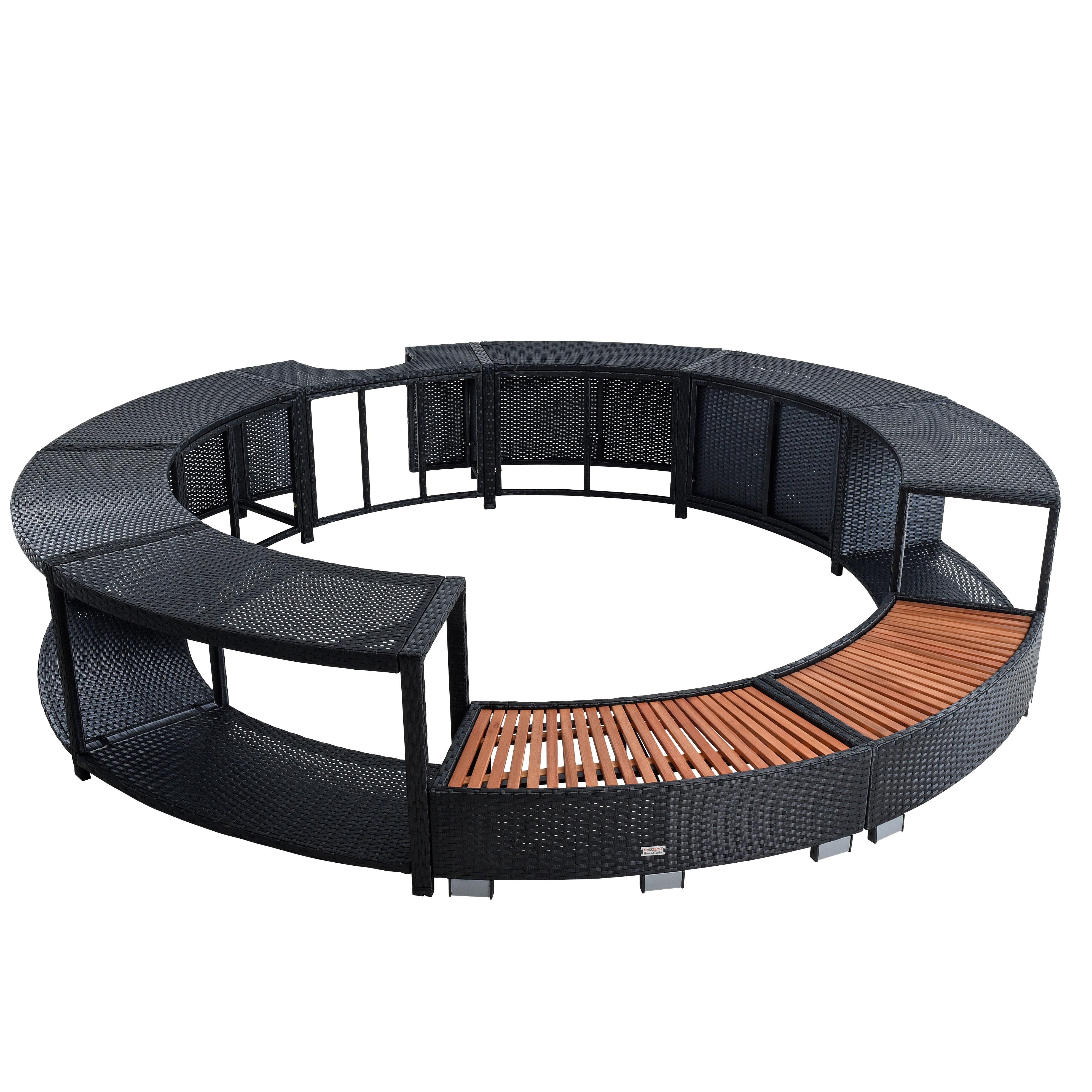 ESTEXO Pooltreppe Whirlpool Umrandung Poolumrandung Poolverkleidung Rattan Pool Rahmen