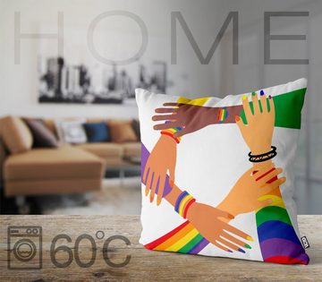 Kissenbezug, VOID (1 Stück), Pride LGBTQ Hands Hände Zusammenhalt Armband Gruppe Freunde Gay pride