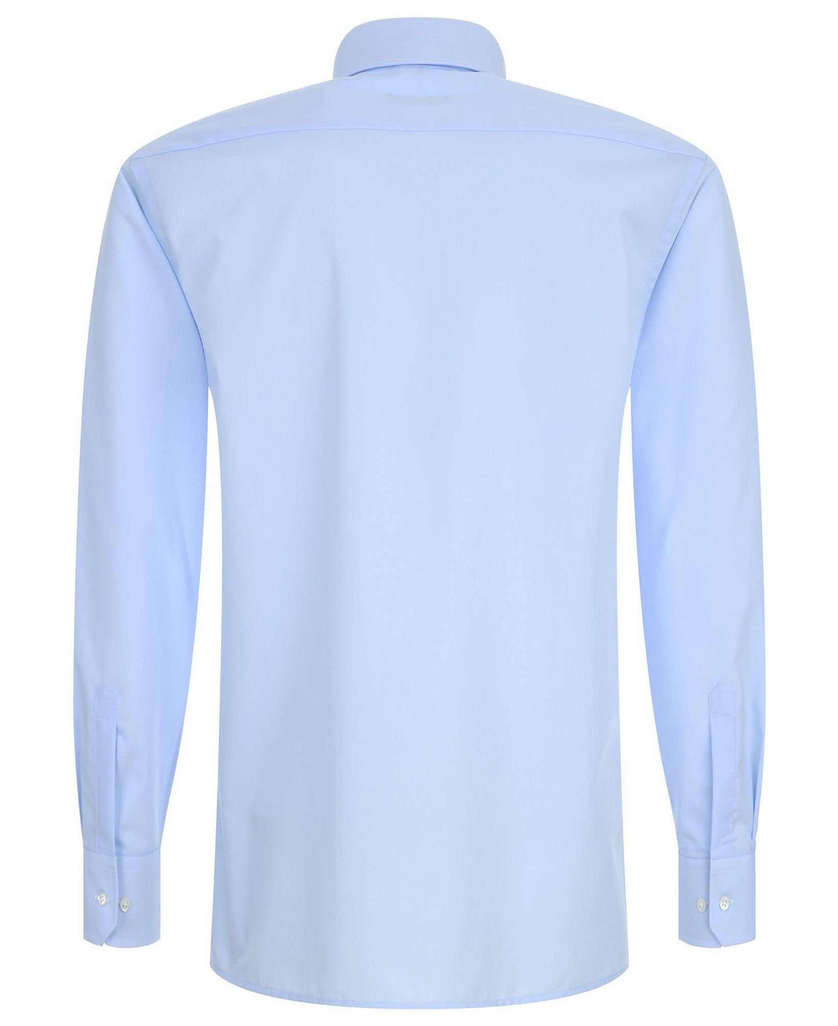 Eterna Langarmhemd Modern Hellblau strukturiert (10) Einfarbig Fit