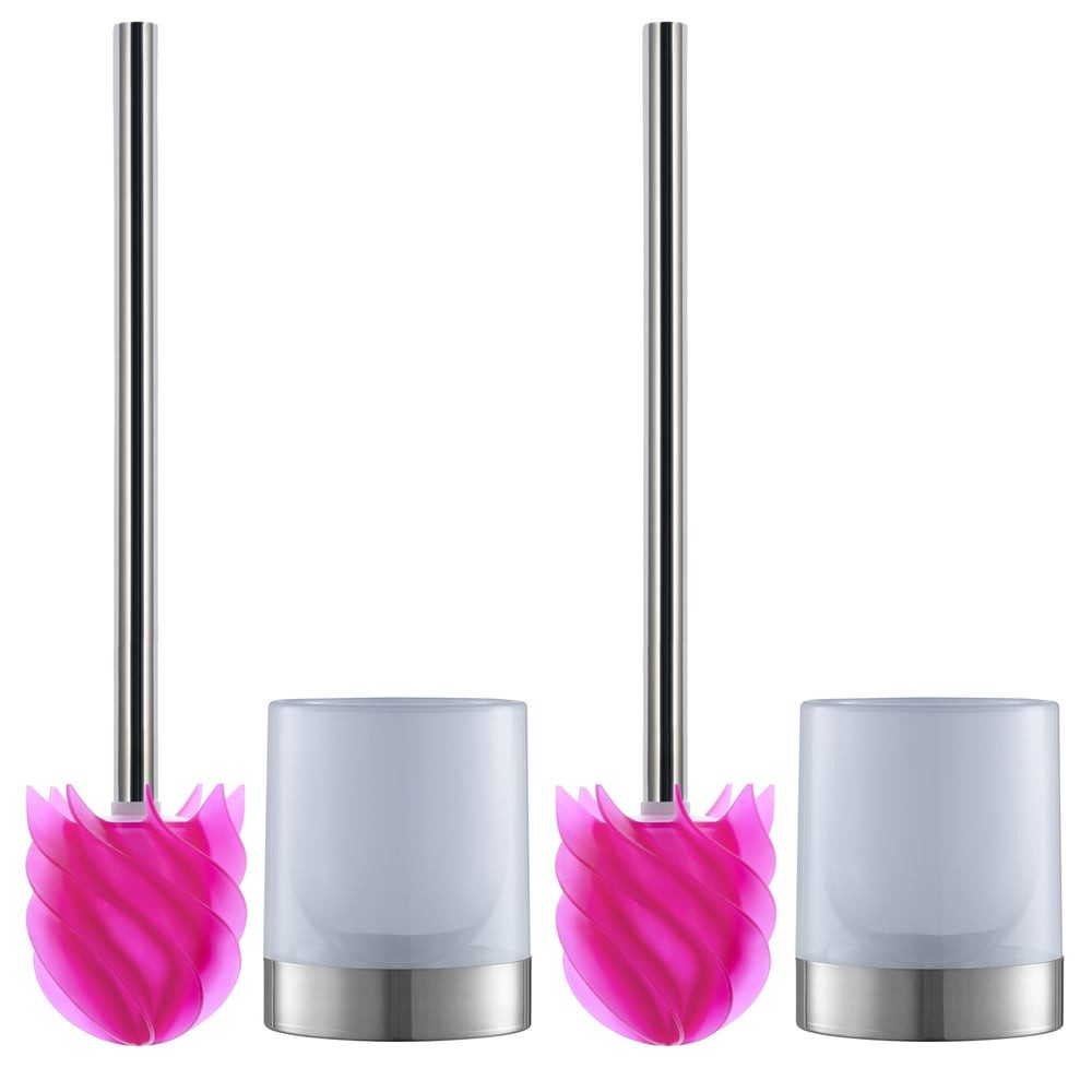 LOOMAID WC-Reinigungsbürste, (4-tlg), Toilettenbürste Klobürste WC-Bürste Silikonkopf pink/transparent