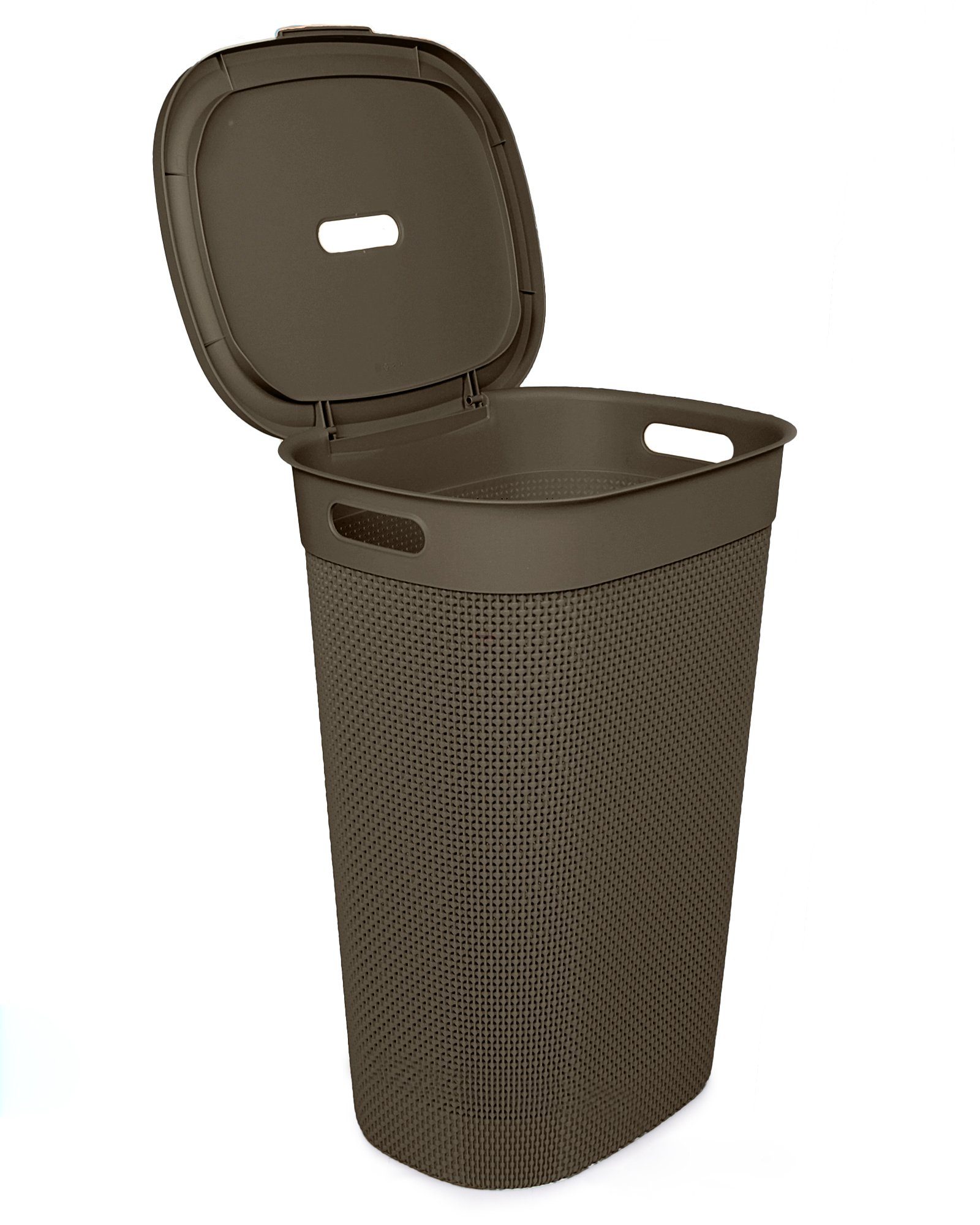 belüftet, Kunststoff Wäschebox edle Liter, gut italienisches Wäschekorb neues Verarbeitung 55 ONDIS24 Cappucino aus Design, Filo