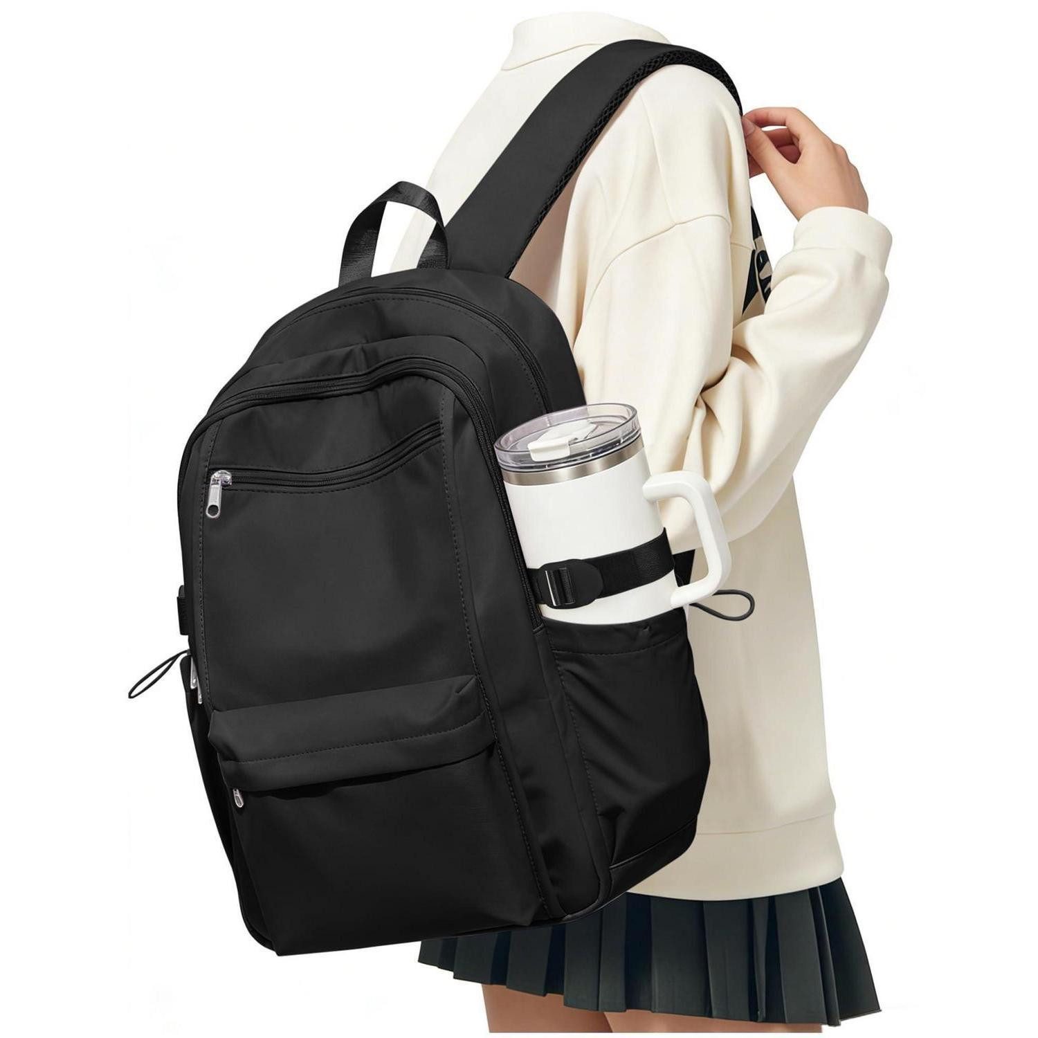 LuxusKollektion Schulrucksack Schulrucksack Teenager Mädchen Schwarz 24L