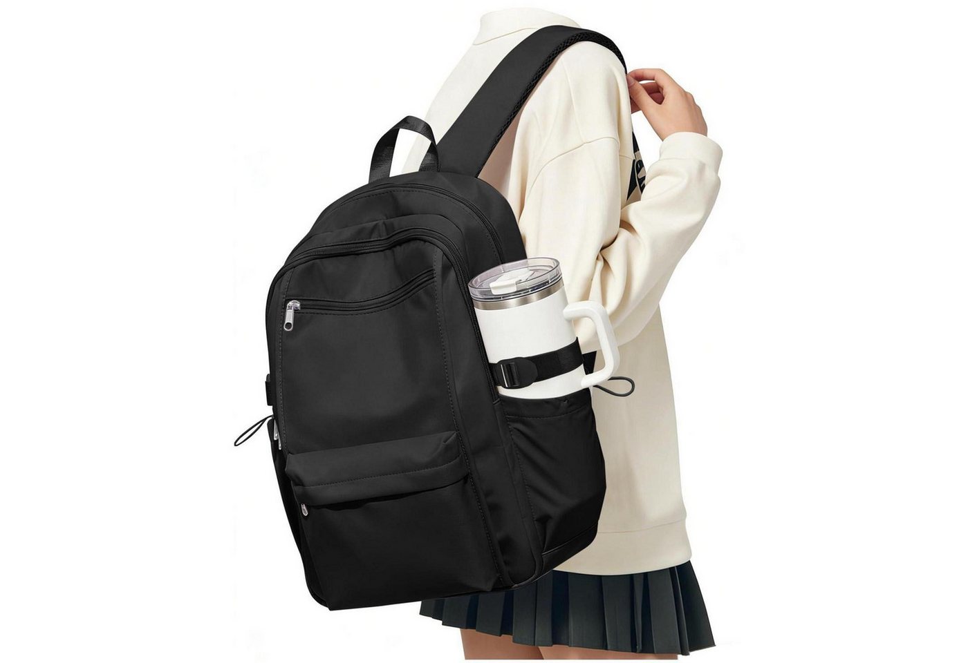 LuxusKollektion Schulrucksack Schulrucksack Teenager Mädchen Schwarz 24L