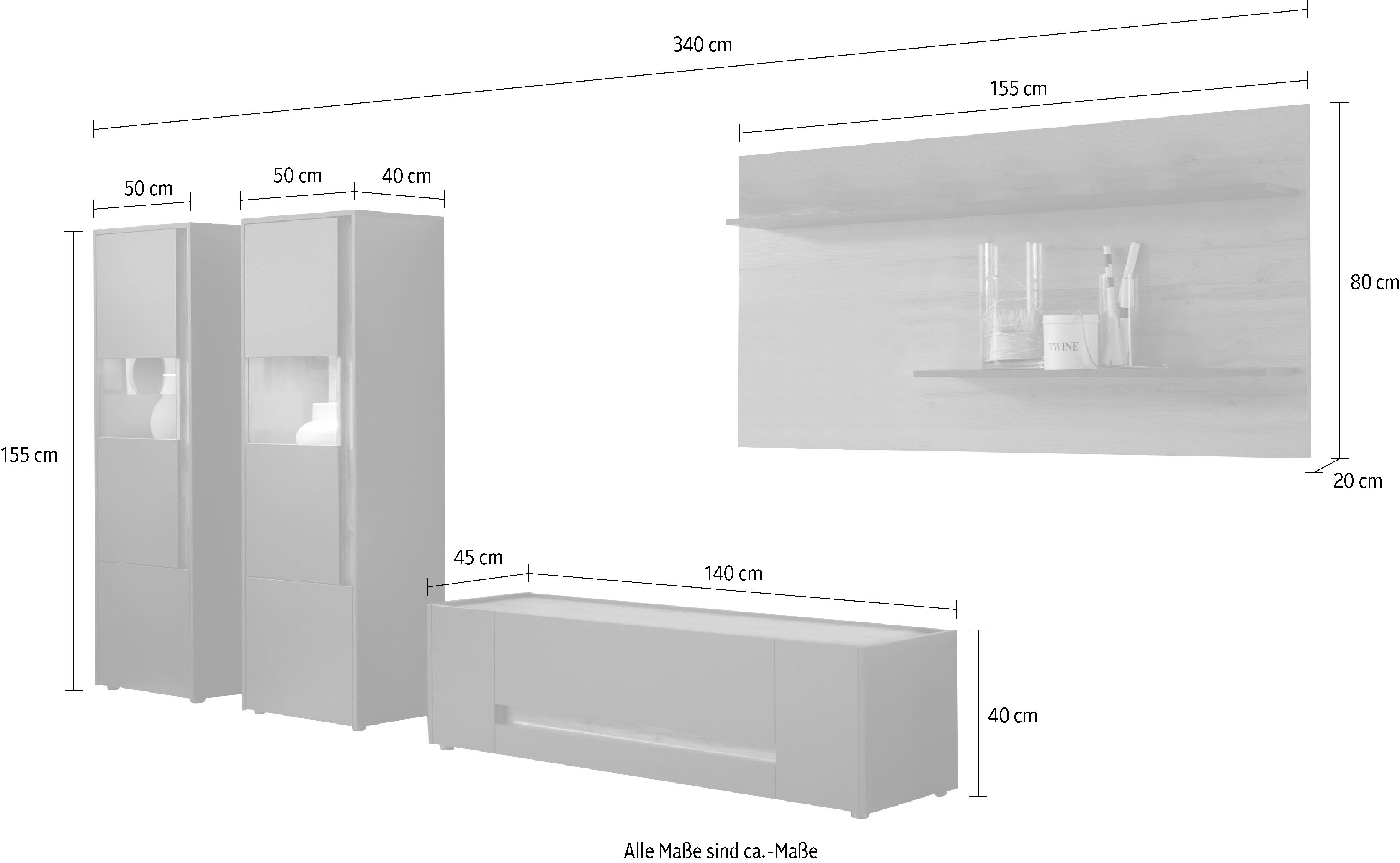 INOSIGN Wohnwand City/Giron, (Set, 4-St)