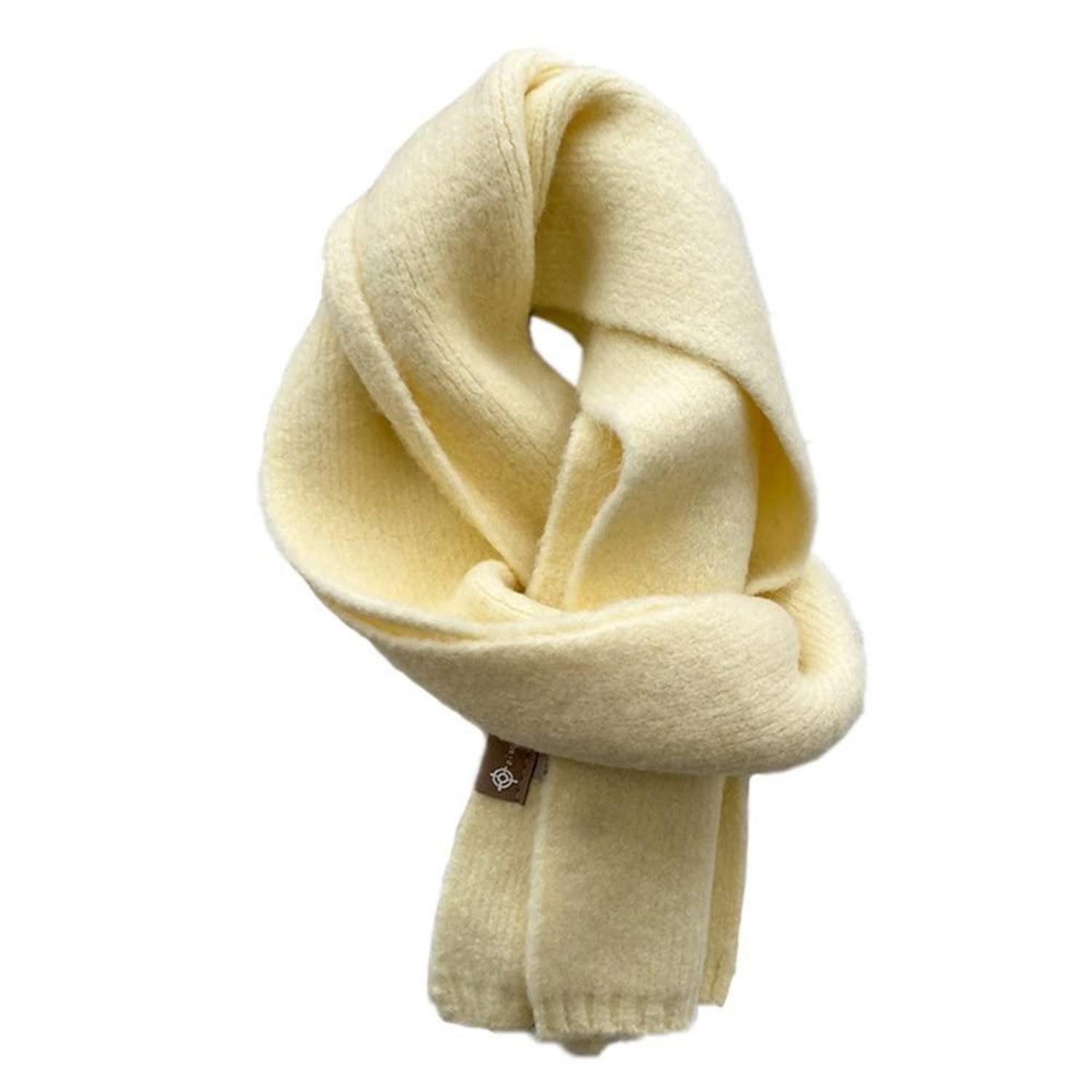 LuxusKollektion Wollschal Gestrickter Wollschal lang Creme, (1-St)