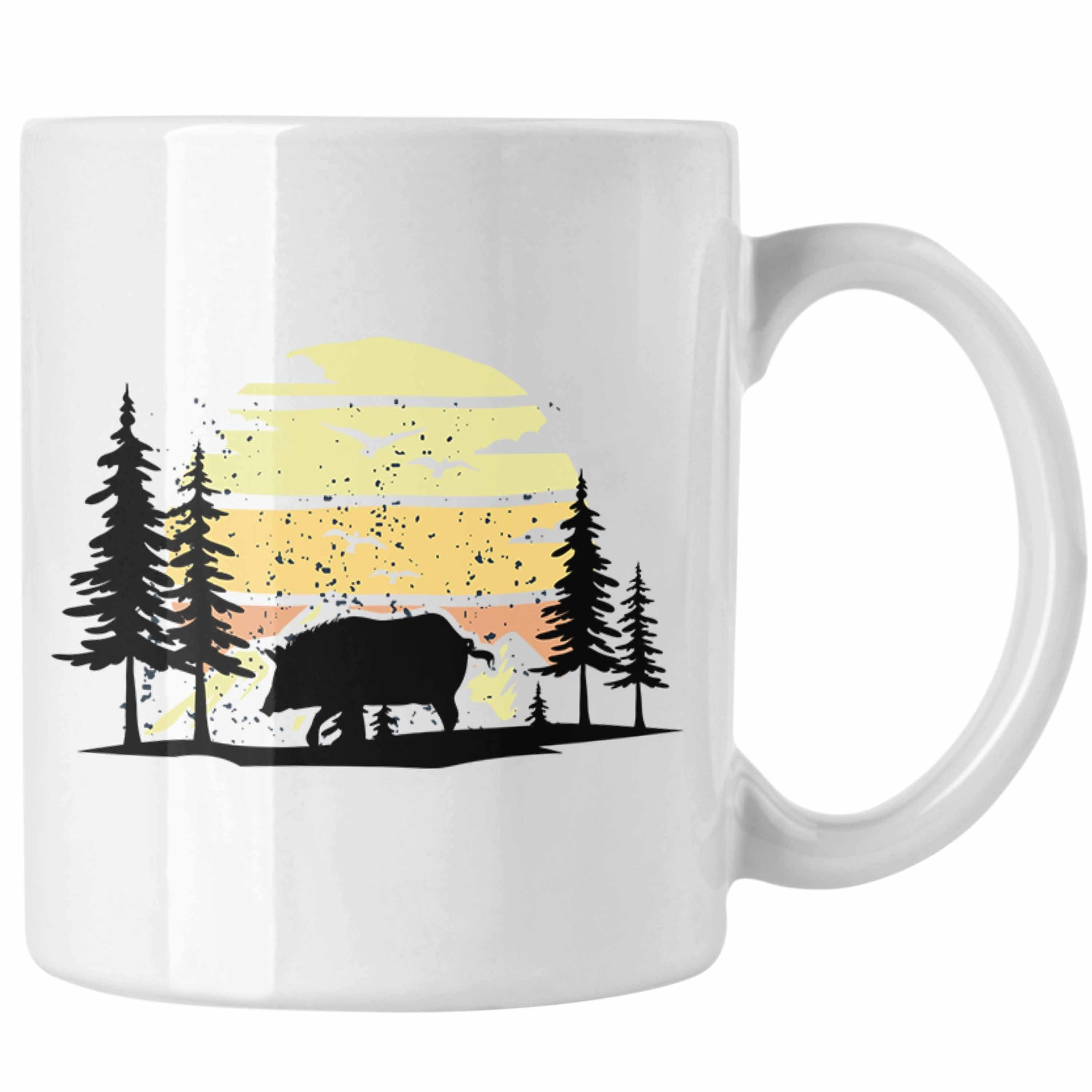 Trendation Tasse Trendation für Weiss Grafik Geschenk Tasse Waldarbeiter Wildschwein 