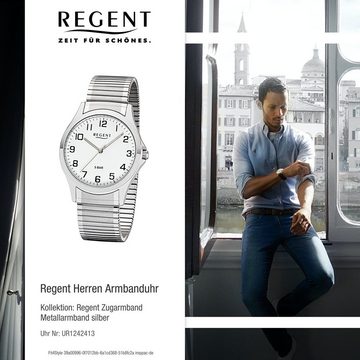Regent Quarzuhr Regent Herren Uhr 1242413 Metall Quarz, (Analoguhr), Herren Armbanduhr rund, mittel (ca. 39mm), Metallarmband