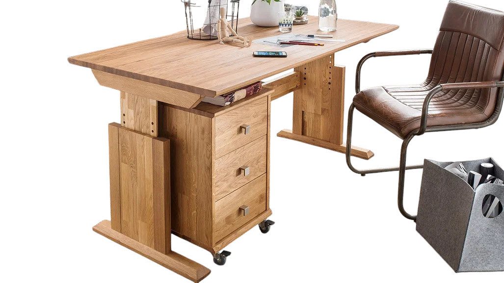 Main Möbel Schreibtisch Schreibtisch 120cm 'Lars' Wildeiche geölt