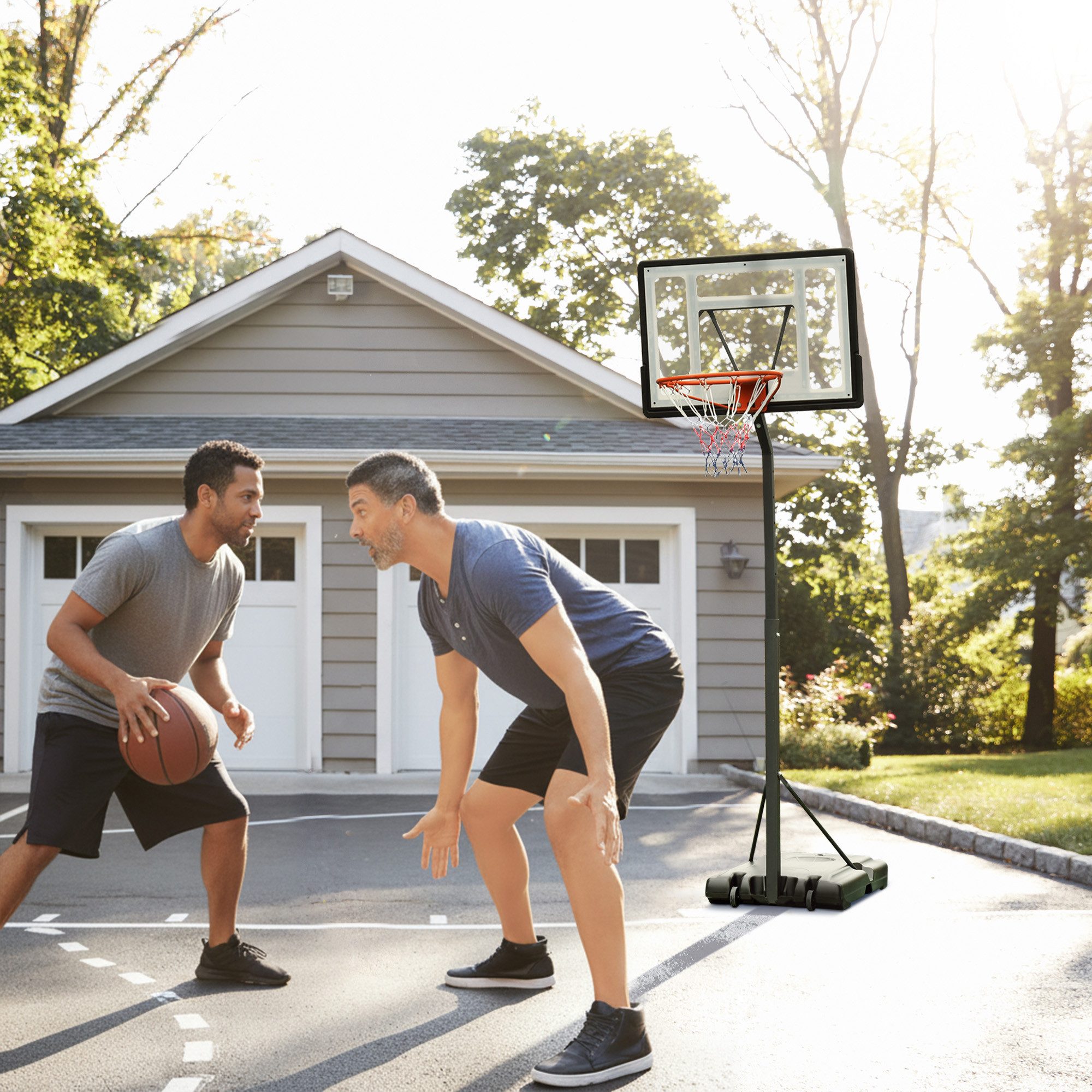 Basketballständer Basketballkorb, Stahl+Kunststoff, Schwarz