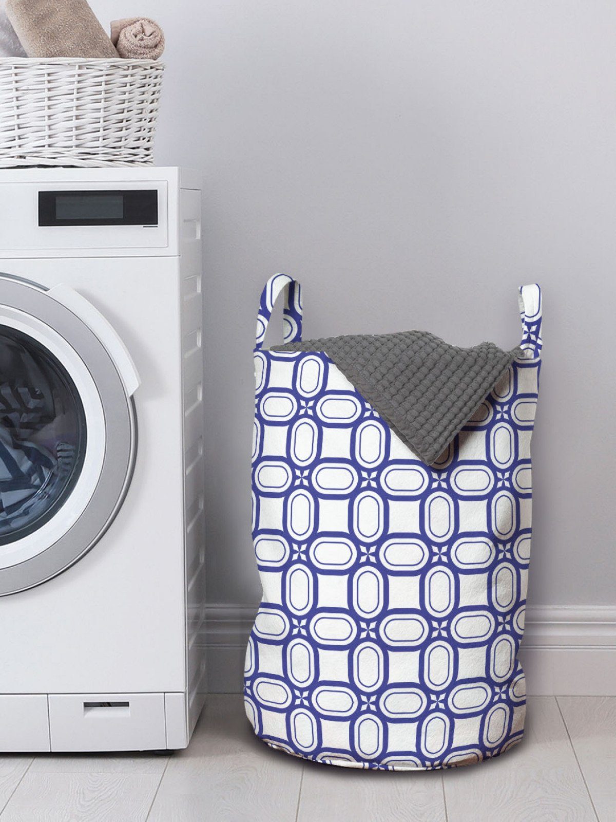 Kordelzugverschluss Griffen für Wäschesäckchen Wäschekorb Abakuhaus Waschsalons, geometrische mit Motive Abstrakt