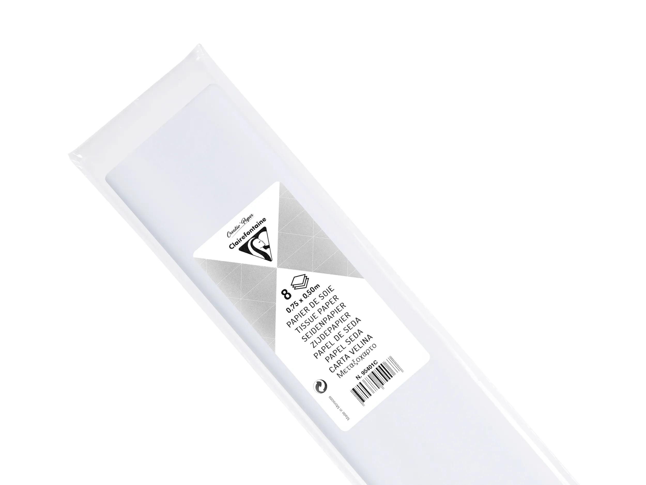 CLAIREFONTAINE Seidenpapier 10x Seidenpapier, Pkg 8 Bogen 18g im Format 50x75cm Weiß 95401C, LOISIR CREATIF & DECORATION