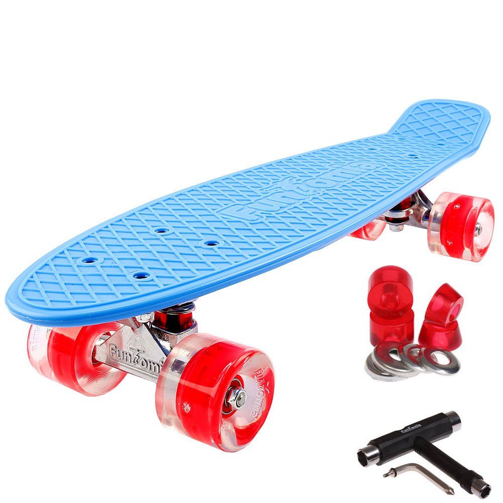 FunTomia Miniskateboard Kinder Cruiserboard Miniboard 57cm mit oder ohne LED Leuchtrollen