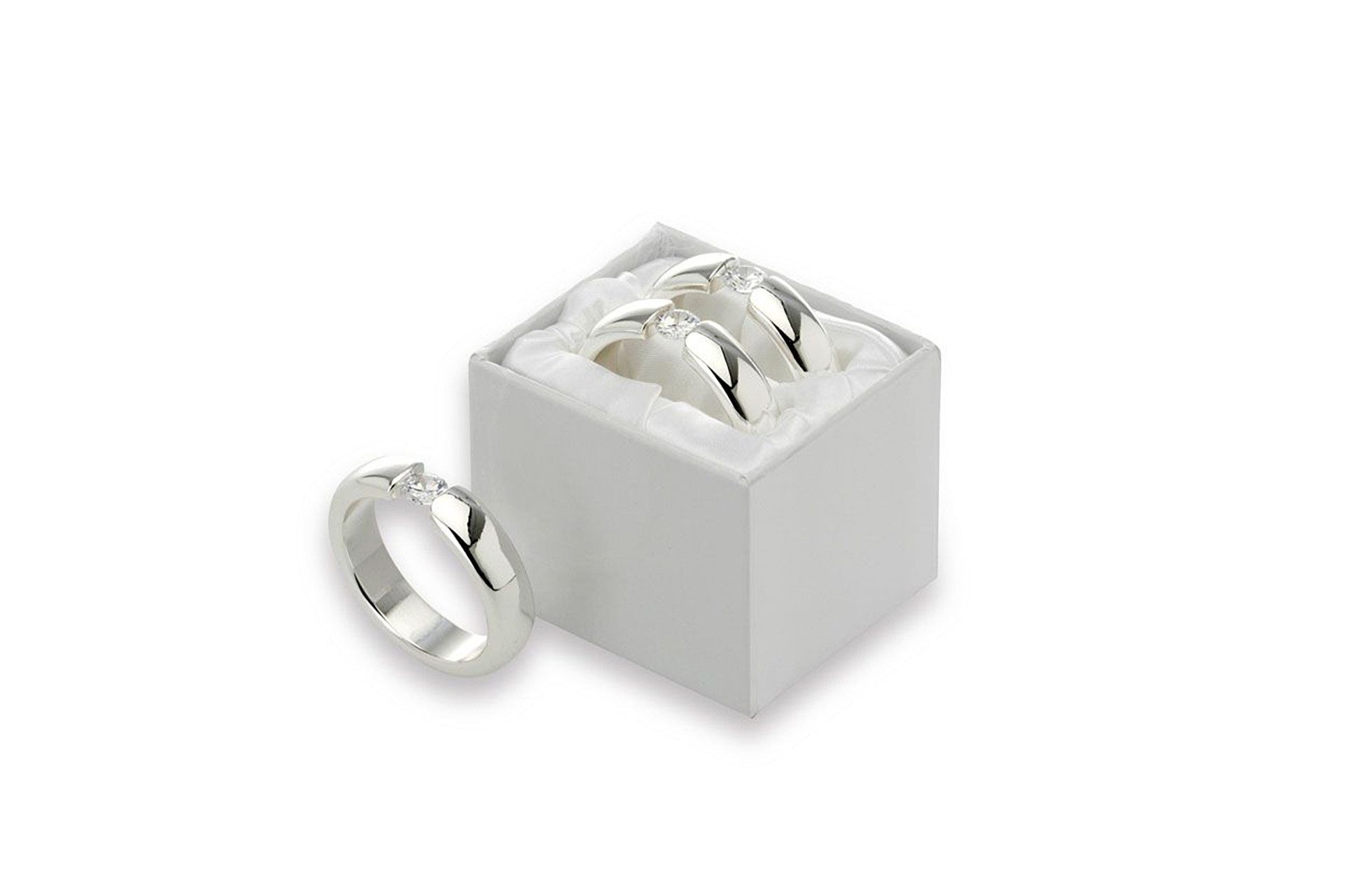 Libusch® Serviettenring mit Stein, 2-er Set, Hochzeit, Geschenk, massiv, versilbert, (Set, 2-tlg., 2), rund, hochglanzpoliert & anlaufgeschützt