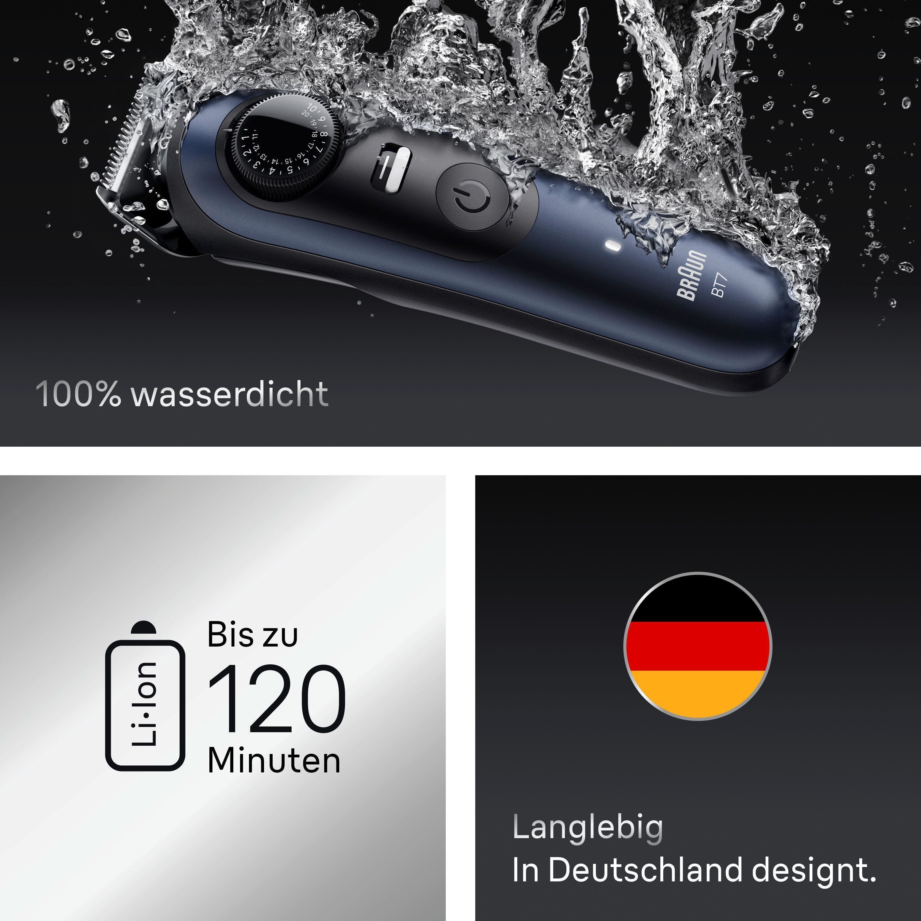Braun Haarschneider Barttrimmer BT7520, bis zu 120 Min Akkulaufzeit, 40 Längeneinstellungen, wasserdicht