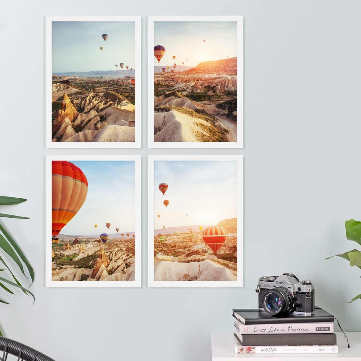 PHOTOLINI Bilderrahmen 4er Set 21x30 cm / DIN A4 Poster-Rahmen, zum Aufhängen & Aufstellen, für 4 Bilder (4er Set), MDF Holz, bruchsicheres Acrylglas & Zubehör, – Bild 2 von 5