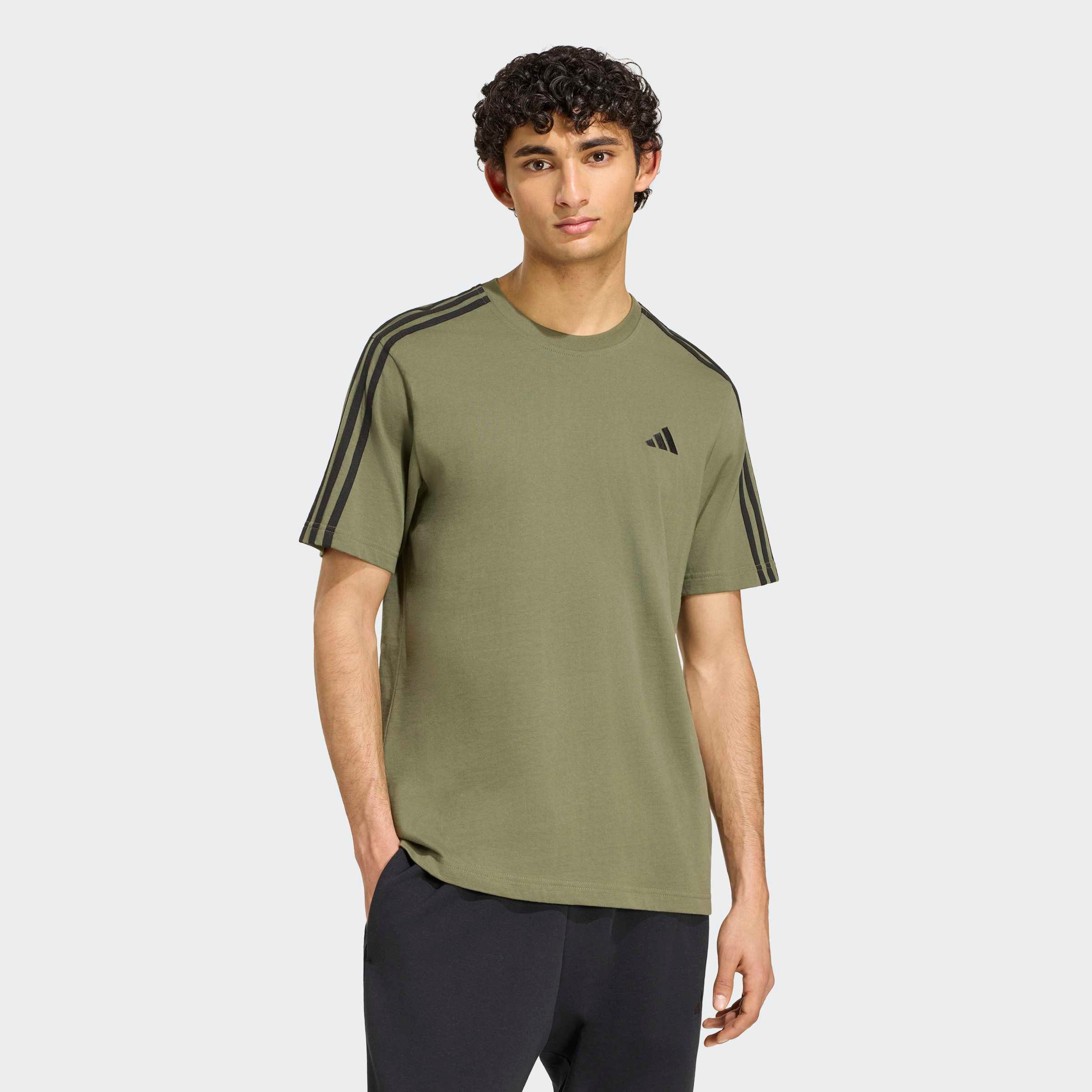 adidas Sportswear T-Shirt ESSENTIALS 3-STREIFEN, SINGLE JERSEY, BRANDING LINKE SCHULTER