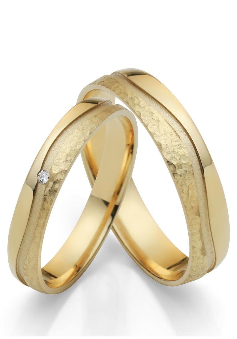 Firetti Trauring Schmuck Geschenk Gold 750 Hochzeit Ehering "LIEBE", Made in Germany, wahlweise mit oder ohne Brillant