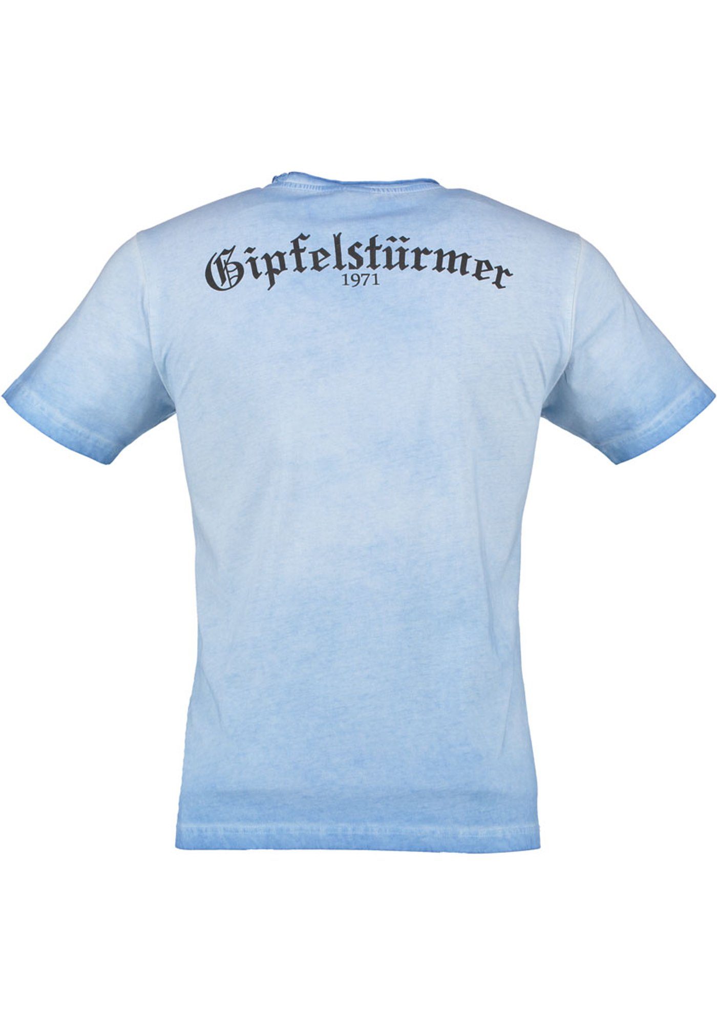 Motivdruck Kurzarm Trachtenshirt Lyusop T-Shirt kornblau OS-Trachten mit