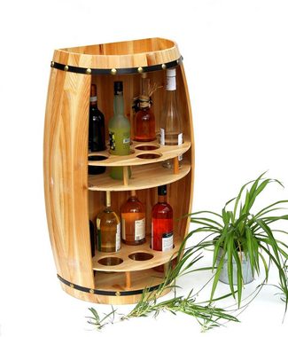 DanDiBo Weinregal Holz Weinfass Naturholz Halbrund 83 cm 9001 Bar Flaschenregal Flaschenständer XL Fass Holzfass Natur Weinschrank