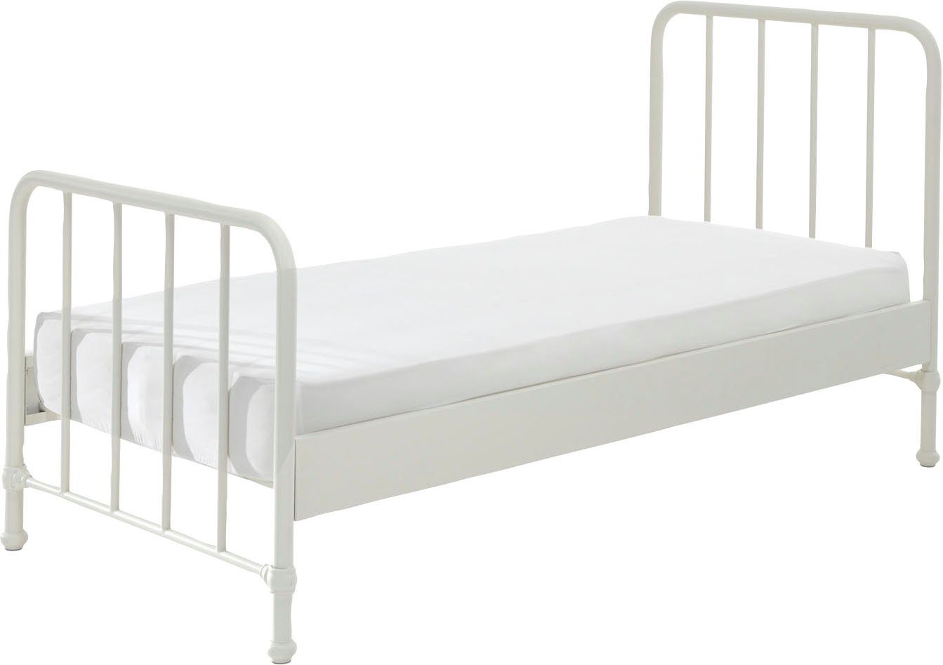 Vipack Jugendbett Bronxx, Einzelbett 90/200, sehr stabil, romantische Optik (B/H/T ca. 96,5x110x206cm, inkl. Lattenrost, Bodenfreiheit), Oberfläche pulverbeschichtet, verschiedene Farben zur Wahl