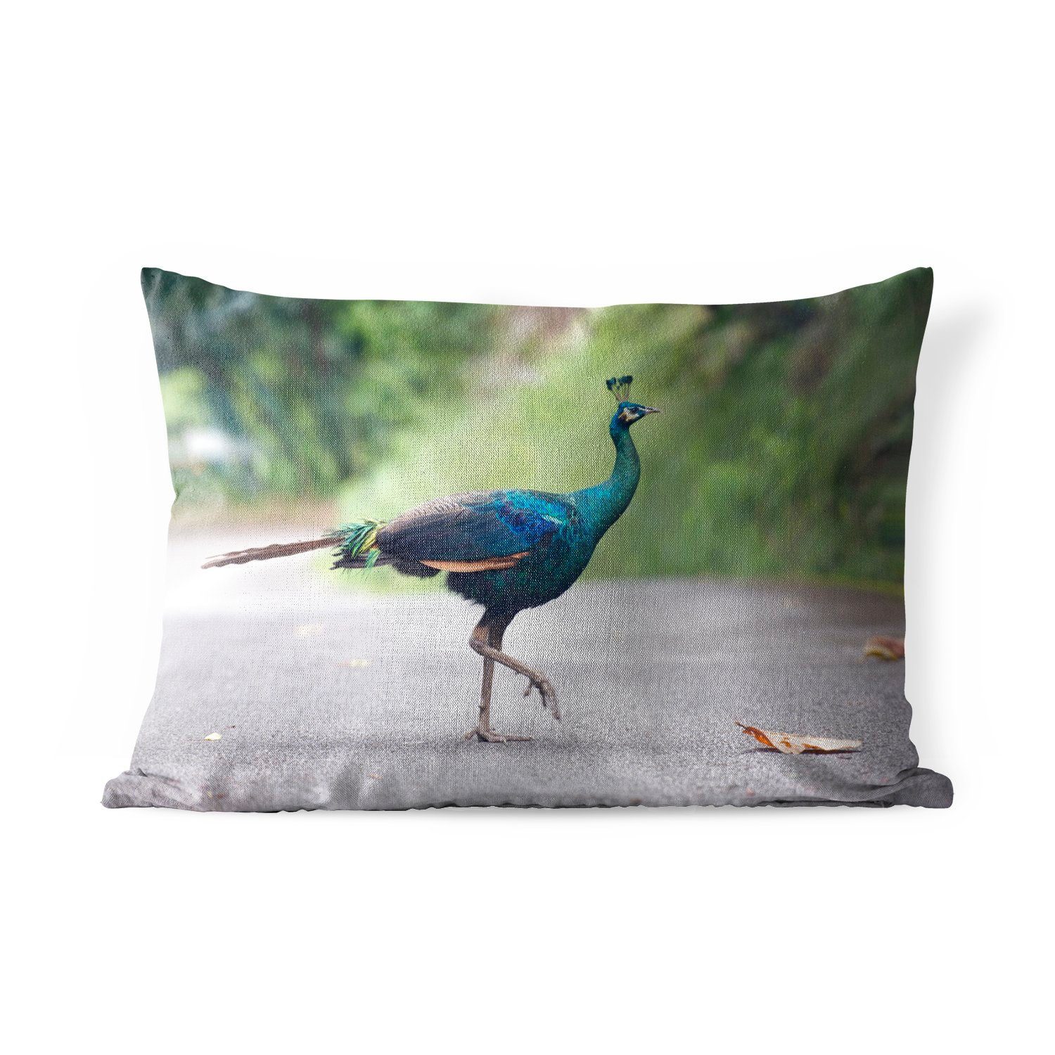 MuchoWow Dekokissen Pfau - Tiere - Federn, Outdoor-Dekorationskissen, Polyester, Dekokissenbezug, Kissenhülle