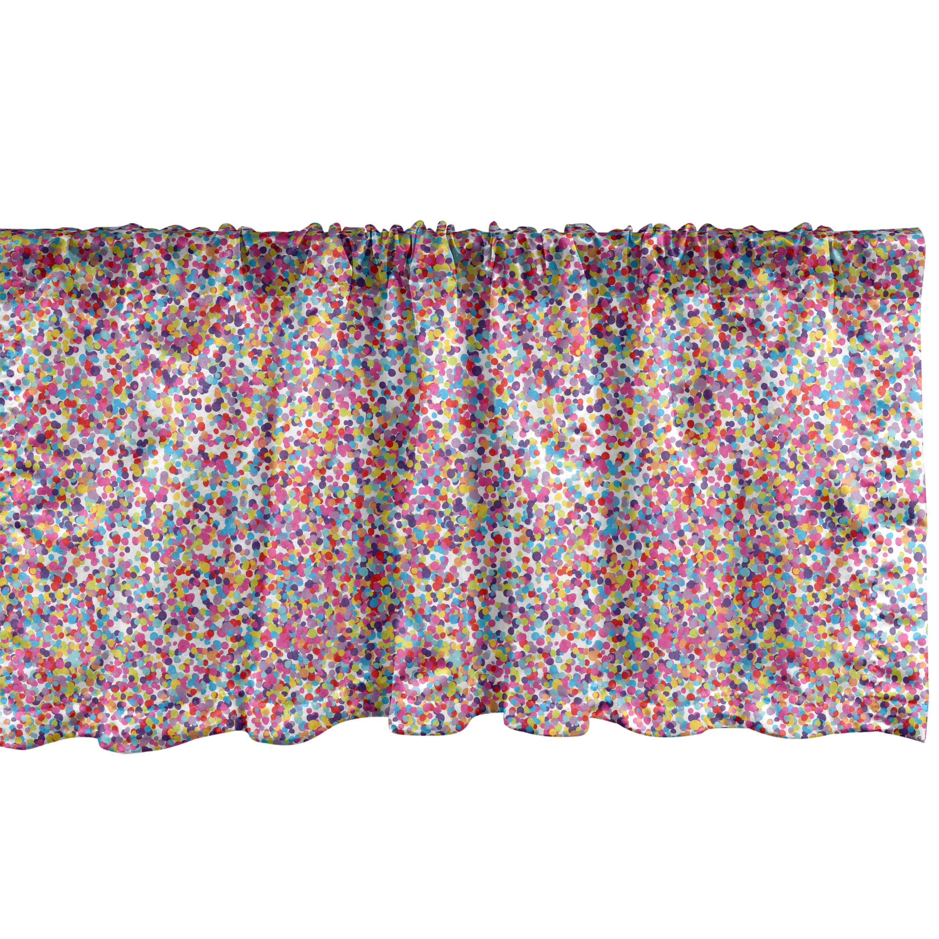Scheibengardine Vorhang Volant für Küche Schlafzimmer Dekor mit Stangentasche, Abakuhaus, Microfaser, Fiesta rundes Muster | Scheibengardinen