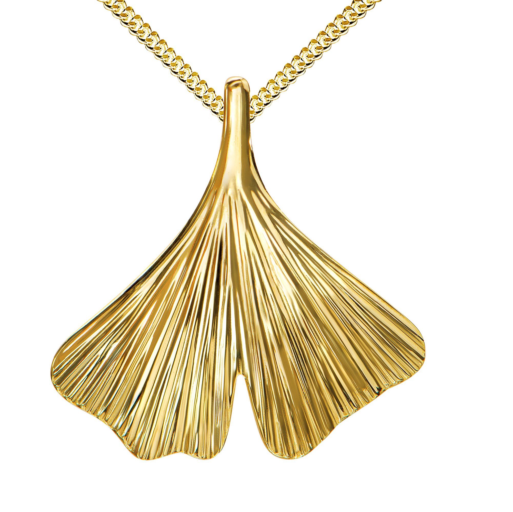 Kette mit Anhänger Ginkgo Anhänger 585 Gold