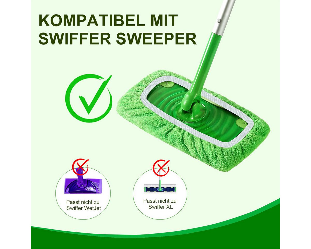 Thumbnail - DOPWii 4er Set Wiederverwendbare Tücher für Swiffer Bodenwischer Mikrofasertuch (4-tlg., Trocken- und Nassbodentücher, U...