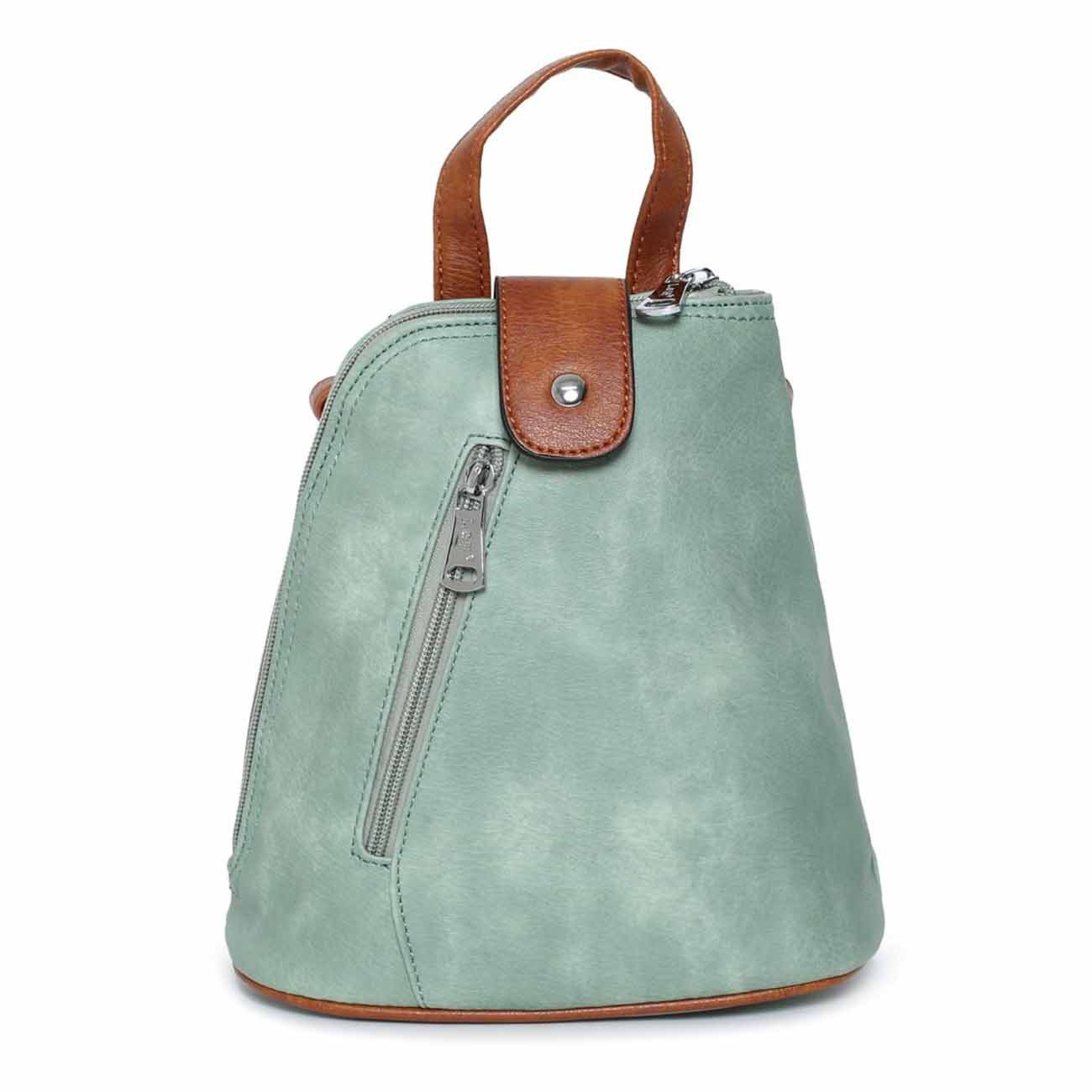 ITALYSHOP24 Rucksack Damen Tasche Schultertasche Crossover, kleiner Rucksack, Umhängetasche / Handtasche tragbar