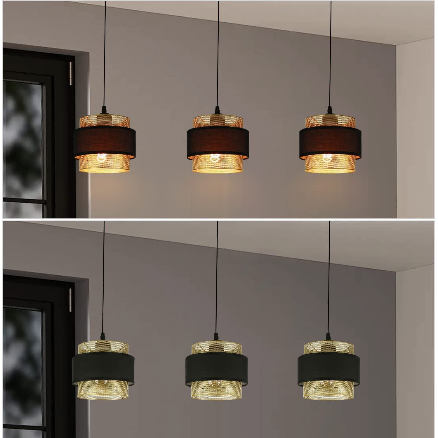 Goldfolie Hängeleuchte – Hut-Kronleuchter Im Schwarzgold-Design, Höhenverstellbar Mit LED
