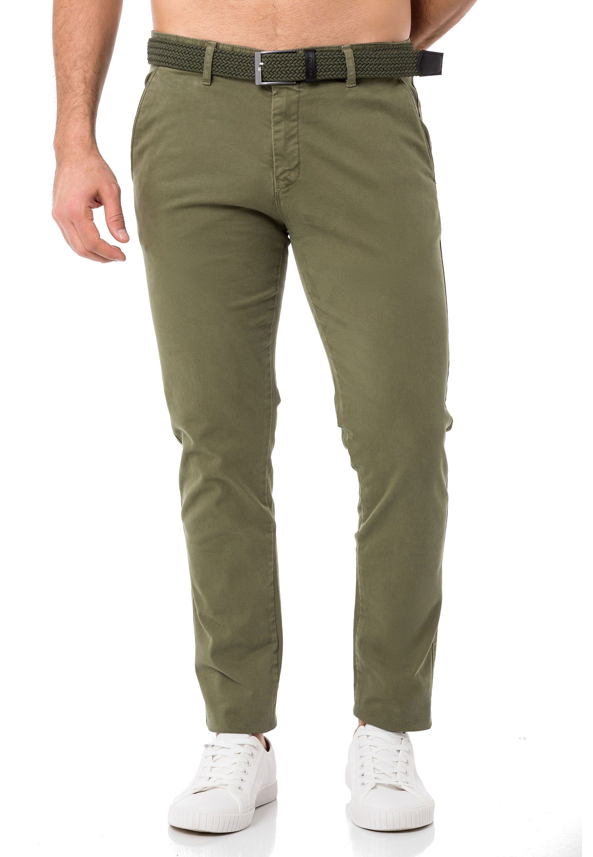 RedBridge Chinohose Chino Hose Pants mit Gürtel Khaki