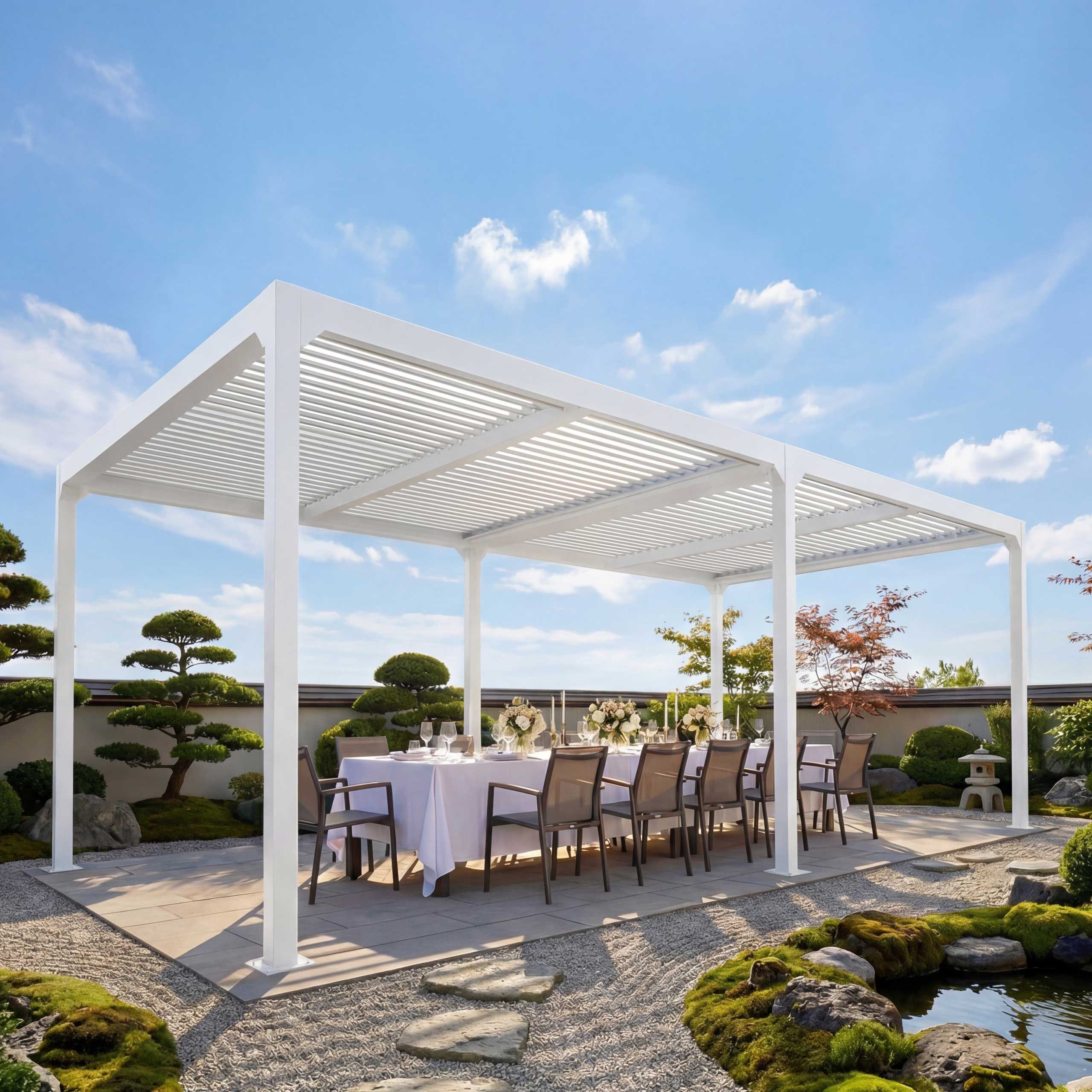 MCW Pergola MCW-L41-3x6, BxTxH: 590x306x224 cm, (4-tlg), Lieferung erfolgt ohne Dekoration, Mit Regenablauf
