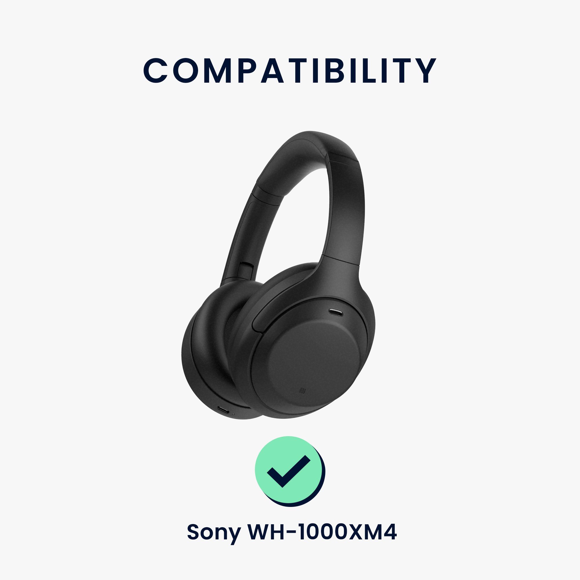 kwmobile 2x Sony Kunstleder - (Ohrpolster Ear für Polster Ohrpolster Headphones) Over Kopfhörer für Ohr WH-1000XM4 Polster Champagner