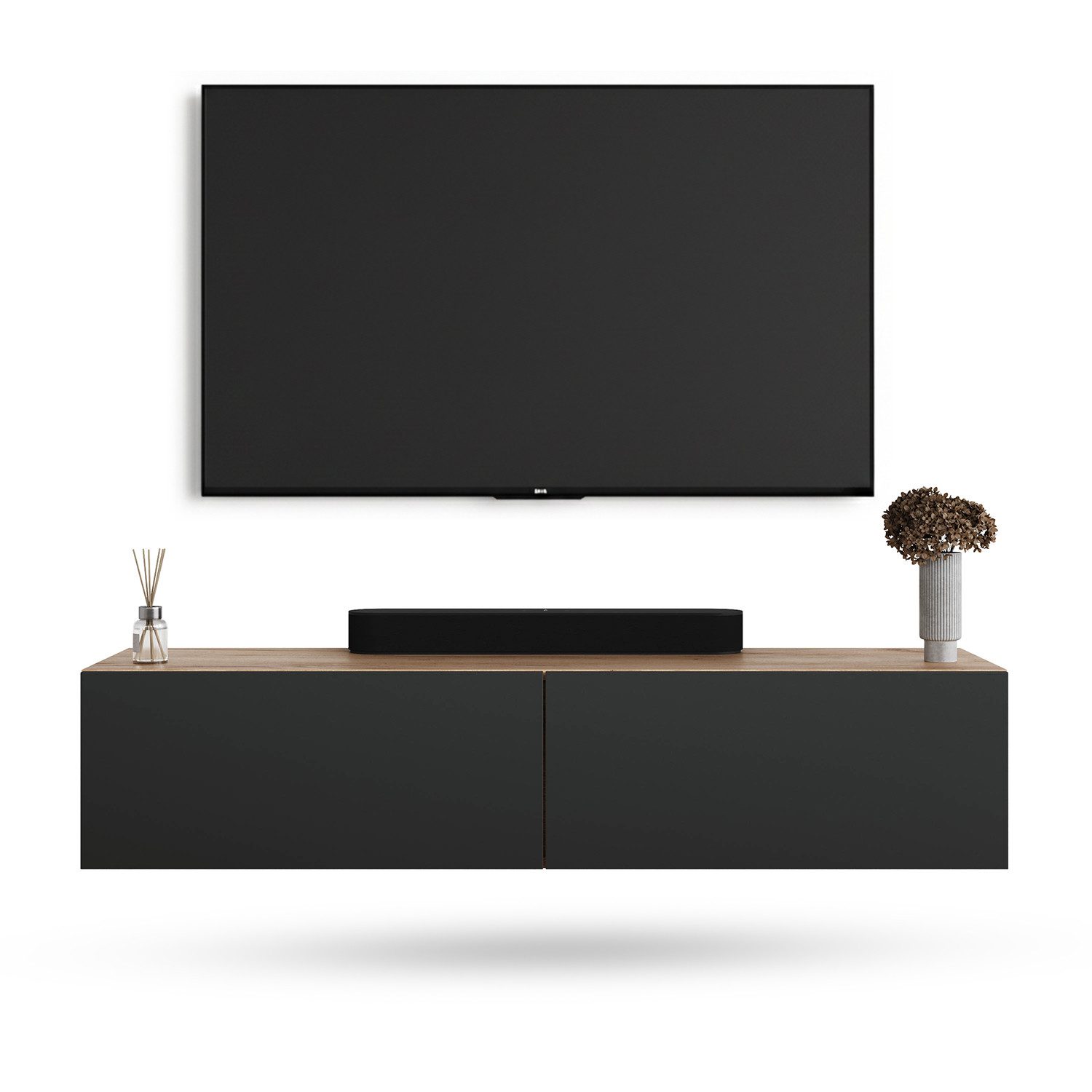 Planetmöbel TV-Board WEST (TV Lowboard, 1 St., Fernsehschrank hängend oder stehend), Fernsehtisch 1x 140cm breit