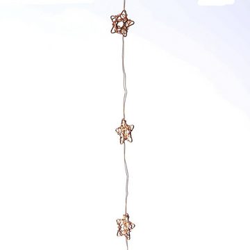 MARELIDA LED-Lichterkette Sterne 20LED Dekolichterkette Draht Weihnachtsdeko kupfer, 20-flammig
