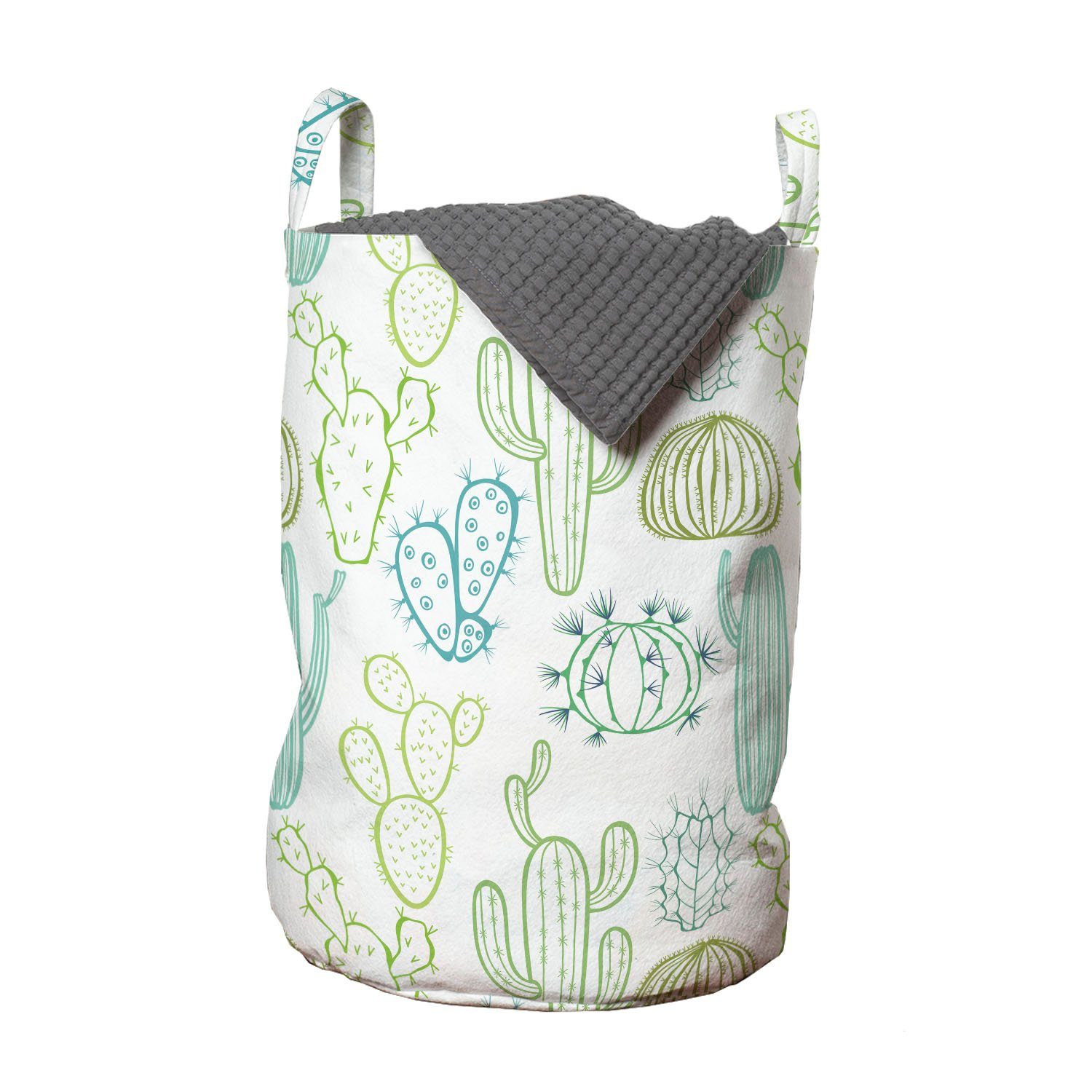 Abakuhaus Wäschesäckchen Wäschekorb mit Griffen Kordelzugverschluss für Waschsalons, Kaktus Cacti Outlines | Wäschesäcke