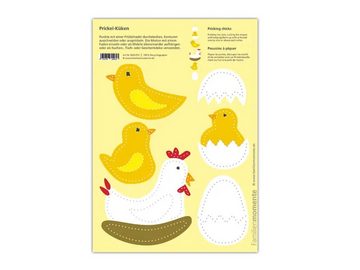 LK Trend & Style Bastelkartonpapier Prickelset mit Filz Ostern Frühling, Biene, Küken,Schmetterling und Hase warten auf dich