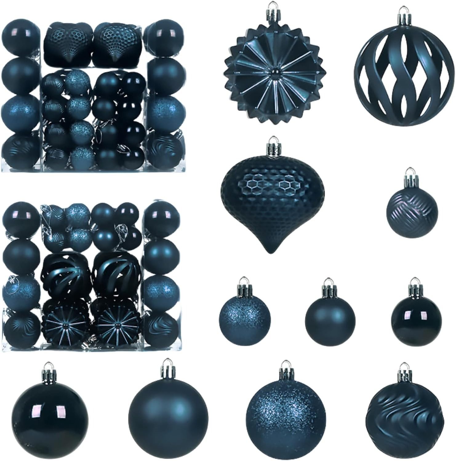 Sorvyzxn Weihnachtsbaumkugel 48-teiliges Set mit bemalten Weihnachtskugeln, Geeignet für Weihnachtskränze und Weihnachtsbaumdekoration