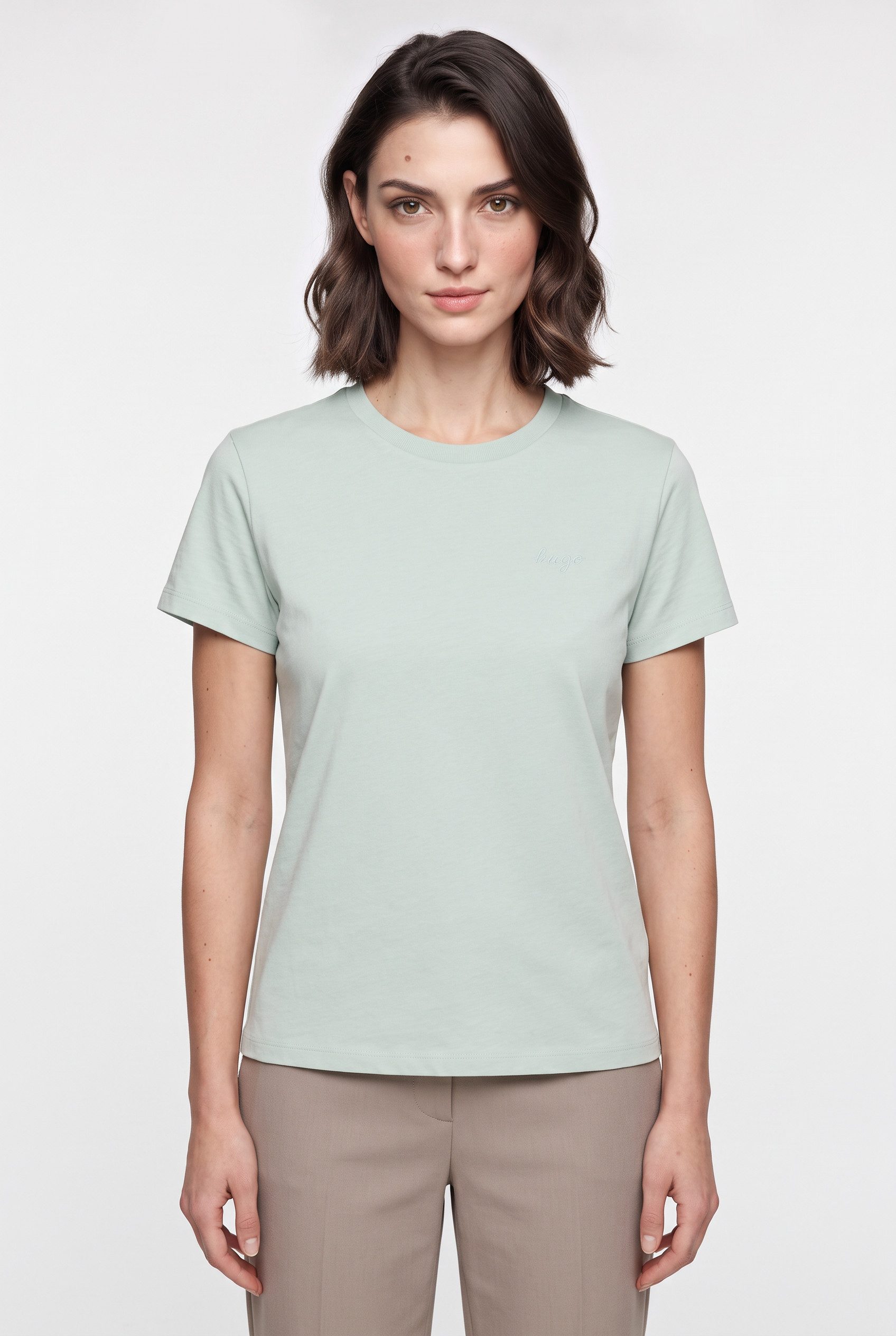 HUGO T-Shirt Damatee mit Logoschriftzug, reine Baumwolle