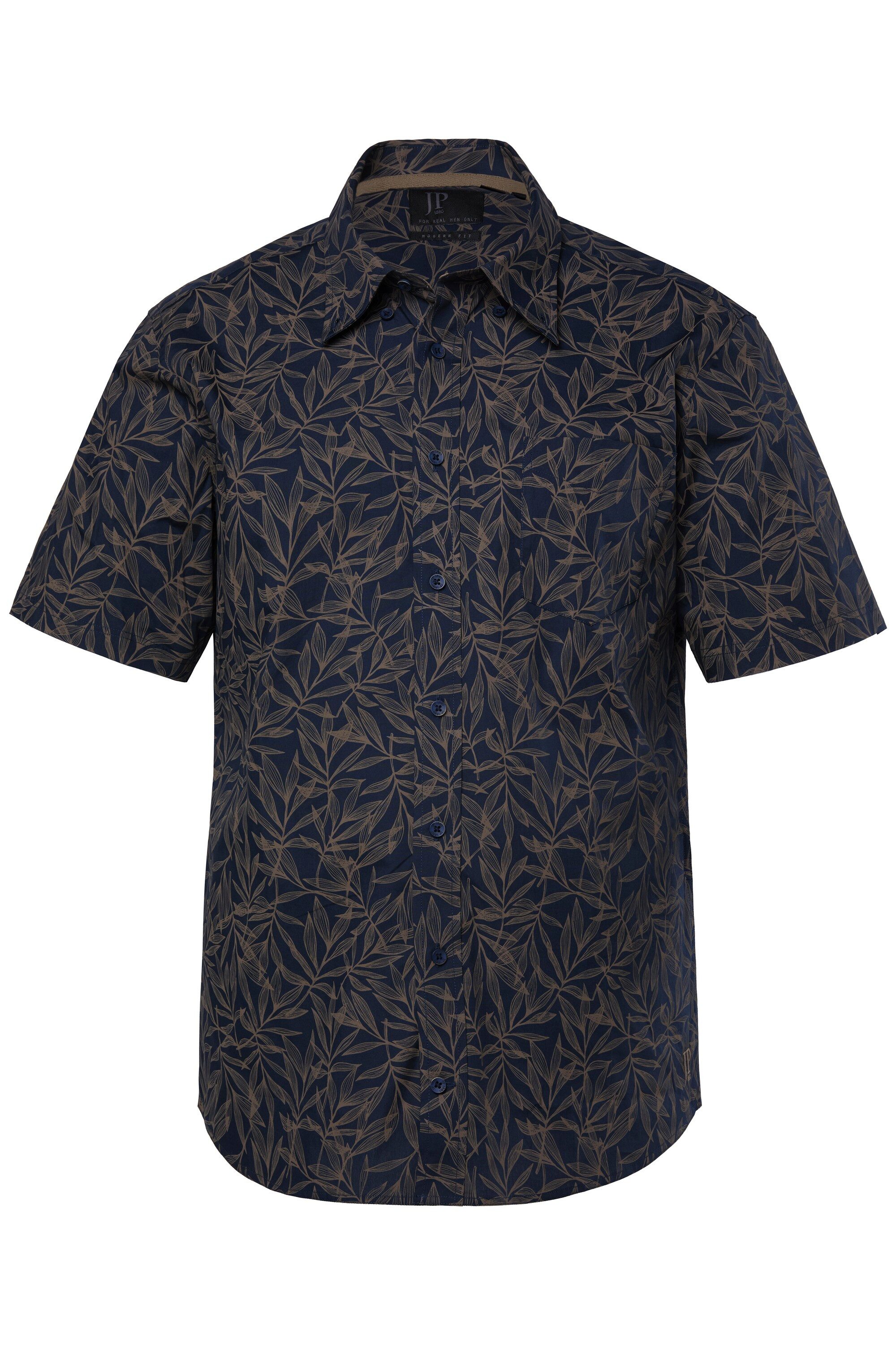 JP1880 Kurzarmhemd Hemd Halbarm Alloverdruck Buttondown-Kragen