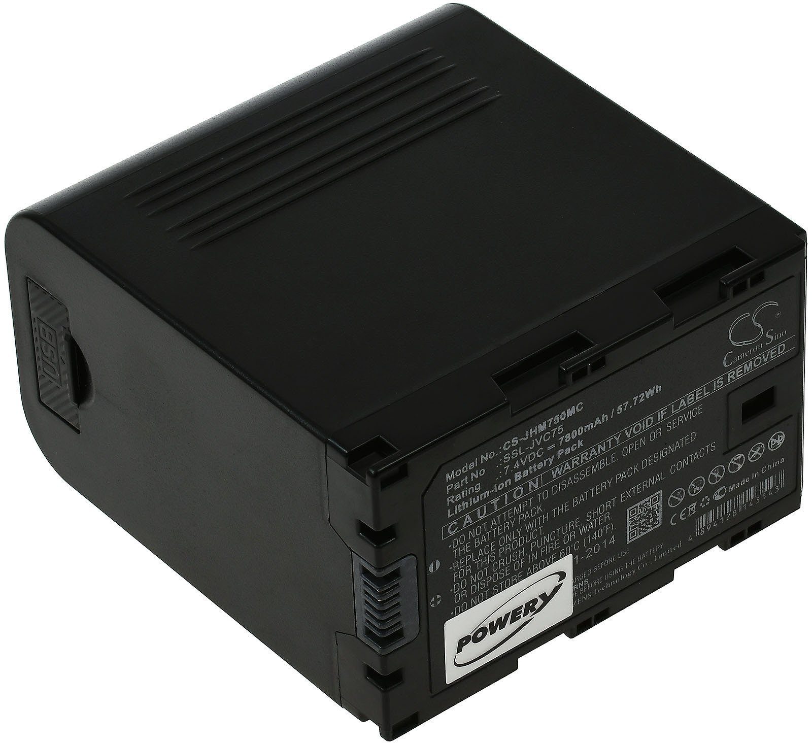 Powerakku JVC Powery 7800 mAh Kamera-Akku GY-HM650U Profi-Videokamera V) für (7.4