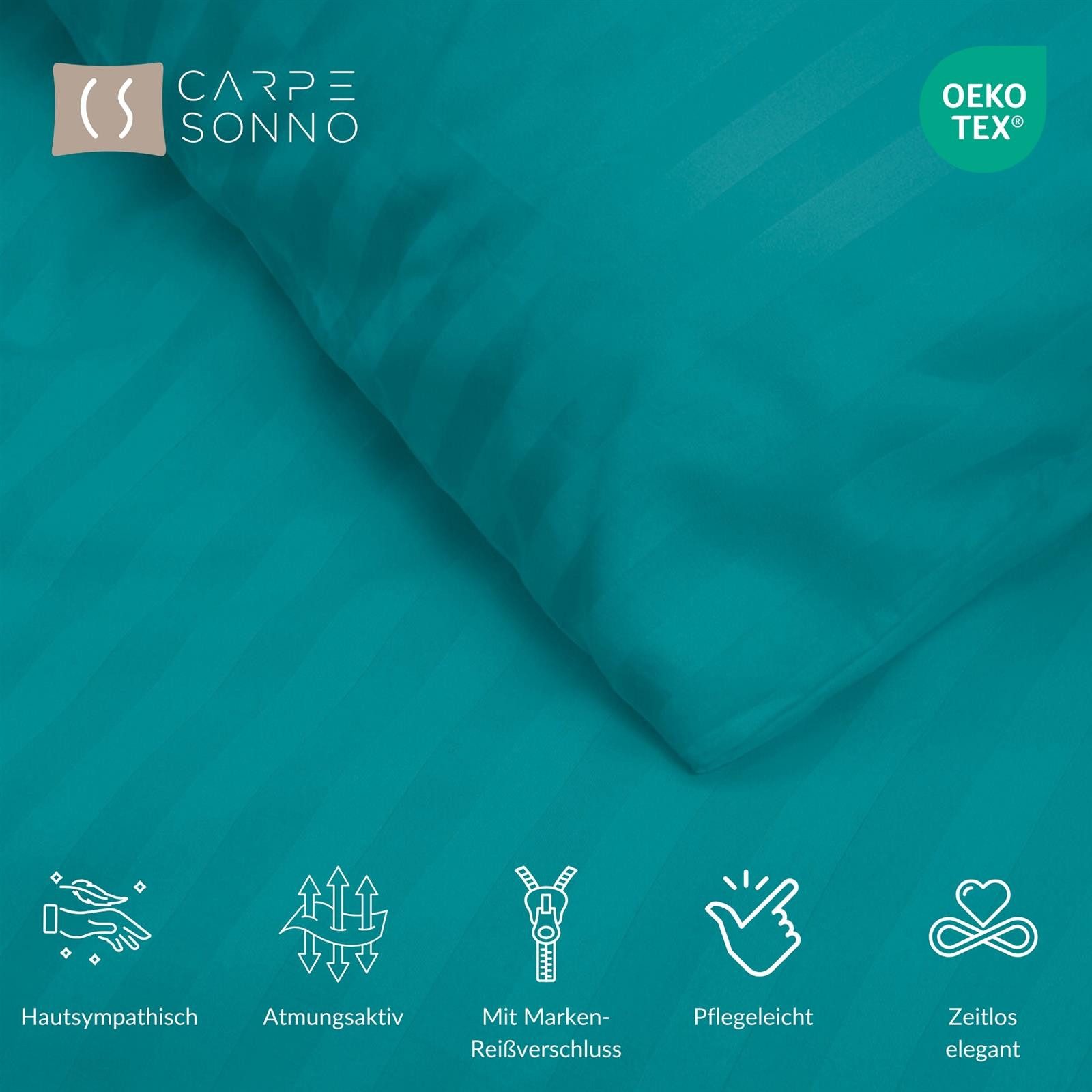 Carpe Sonno Bettwäsche Mikrofaser Damast Bettwäsche 135x200 155x220 200x200 - Super Soft, Mikrofaser, 2 teilig, Uni Bettbezug 155x220 Petrol - Super soft & Oeko-Tex Zertifiziert