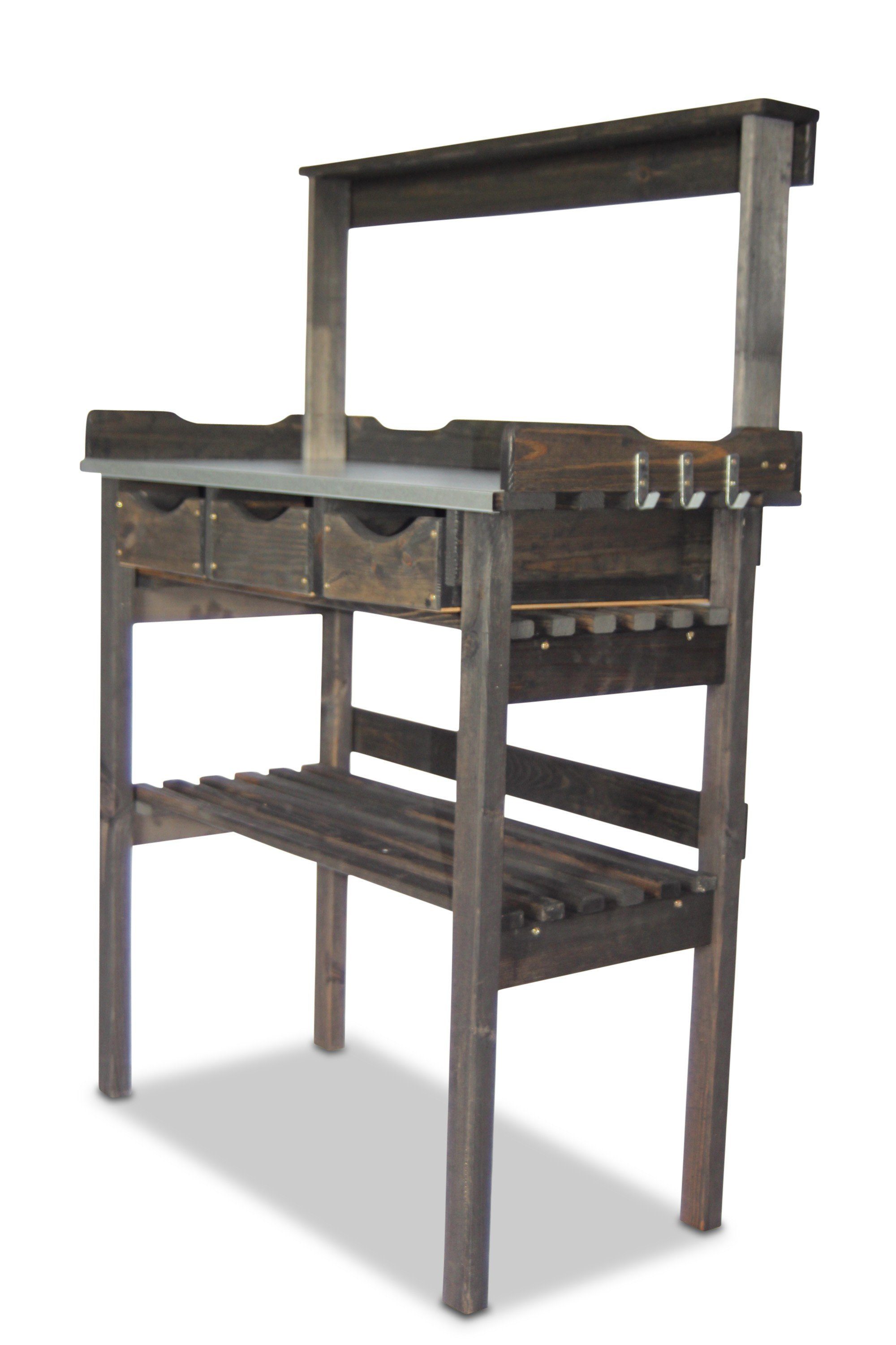 Pflanztisch Pflanztisch Gärtnertisch mit 3 Schubladen und Ablage schwarz günstig online kaufen