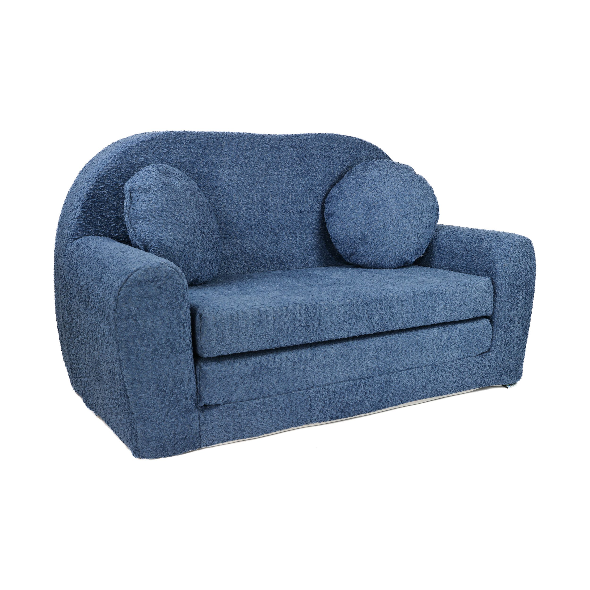 FORTISLINE Kindersofa Kindersofa aus Teddy-Stoff mit Verlängerung - Klappsofa, Spielsofa, ausklappbar – Bild 2 von 3