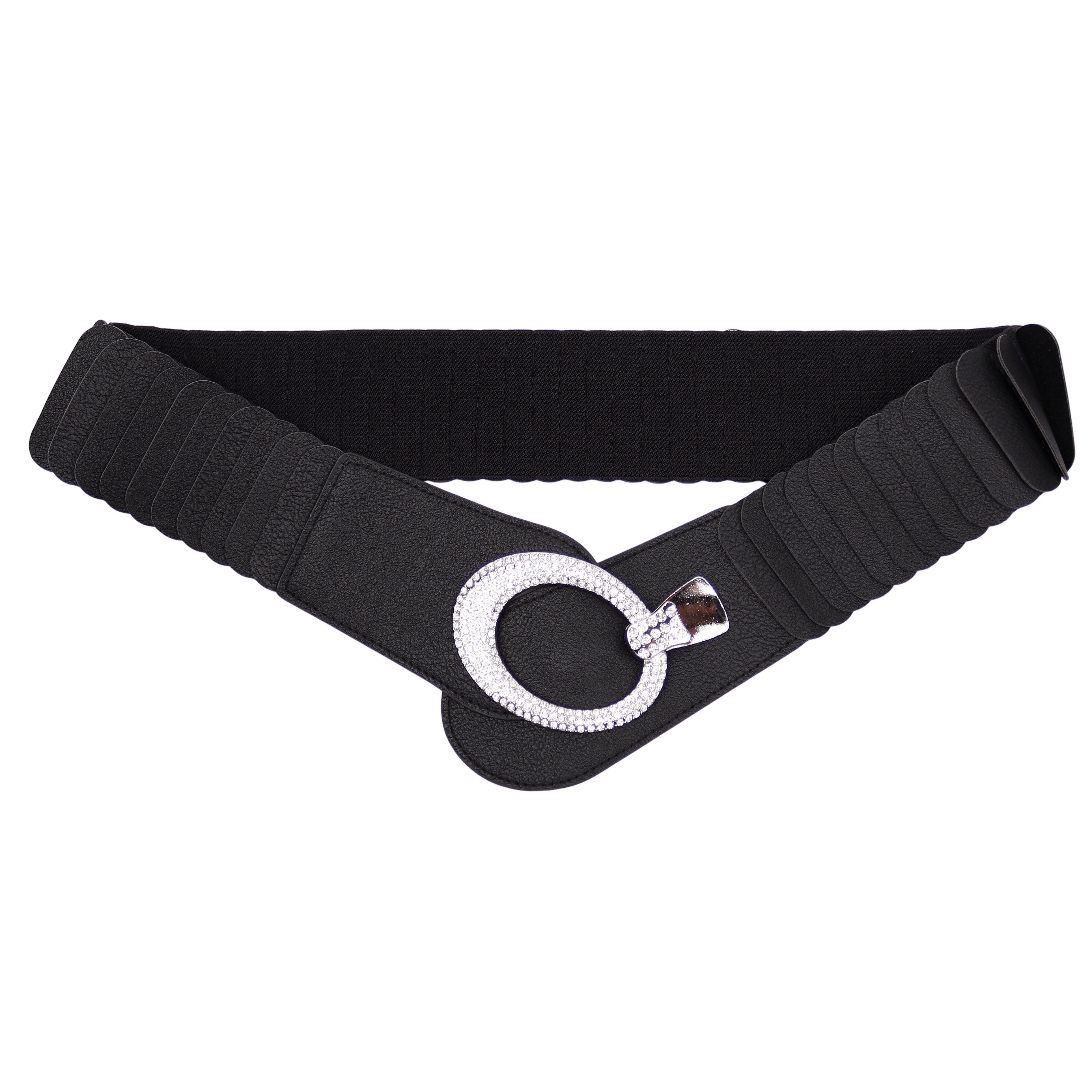 MIRROSI Taillengürtel breit 6cm für Taillenumfang 85 bis 110cm,mit Strass ONESIZE (Unifarben, Angenehmes Tragesgefühl) Breiter Stretch Gürtel