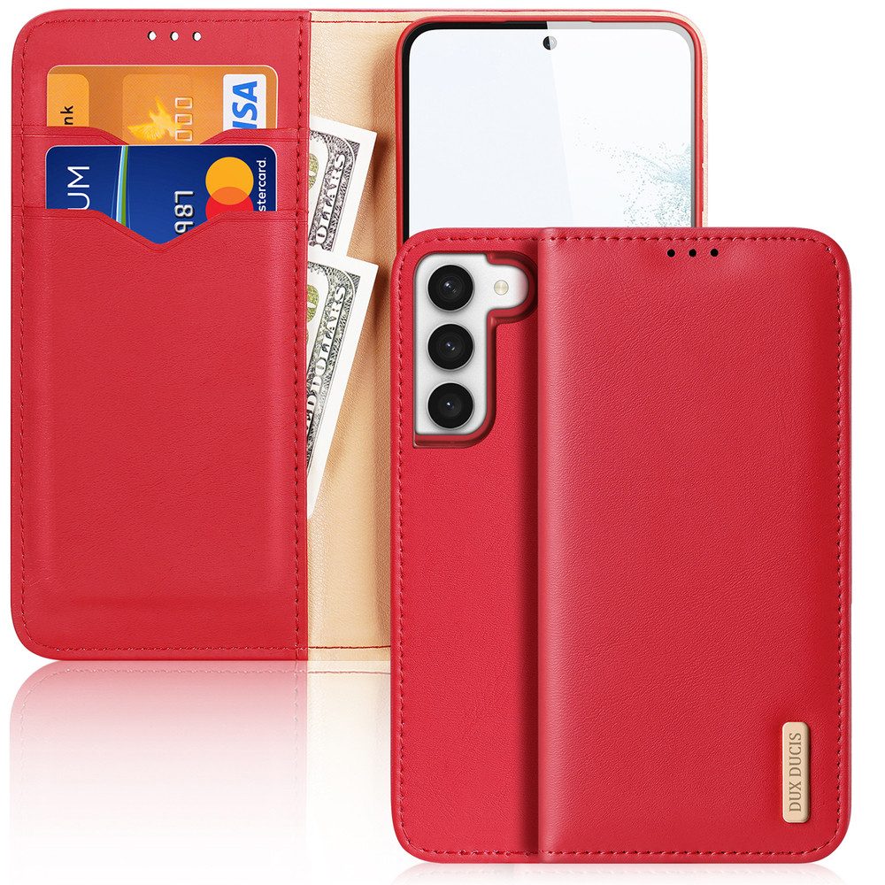 Dux Ducis Smartphone-Hülle Handyhülle Schutzhülle Klapphülle 6,6 Zoll, RFID-Schutz, Kartenfach, Standfunktion, Echtleder