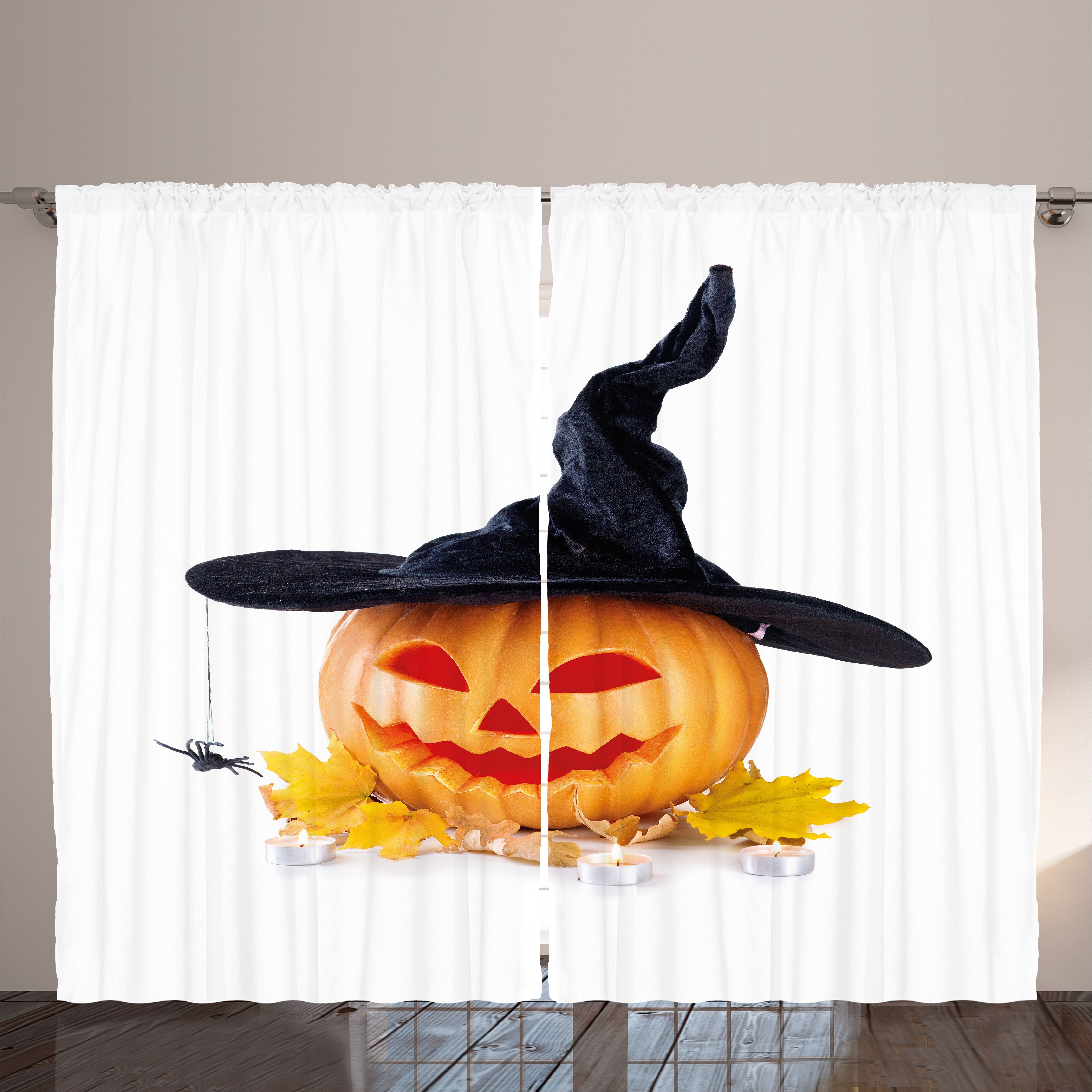 Kräuselband Schlaufen Halloween-Kürbis-Hexe-Hut Gardine mit Schlafzimmer Vorhang und Abakuhaus, Haken, Halloween