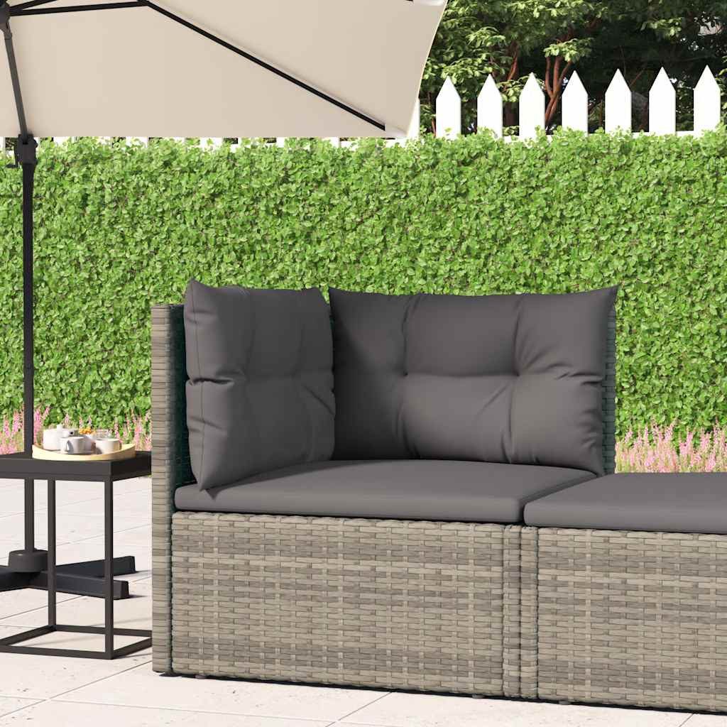 vidaXL Sofaelement Garten-Ecksofa mit Kissen Grau Poly Rattan (1 St)