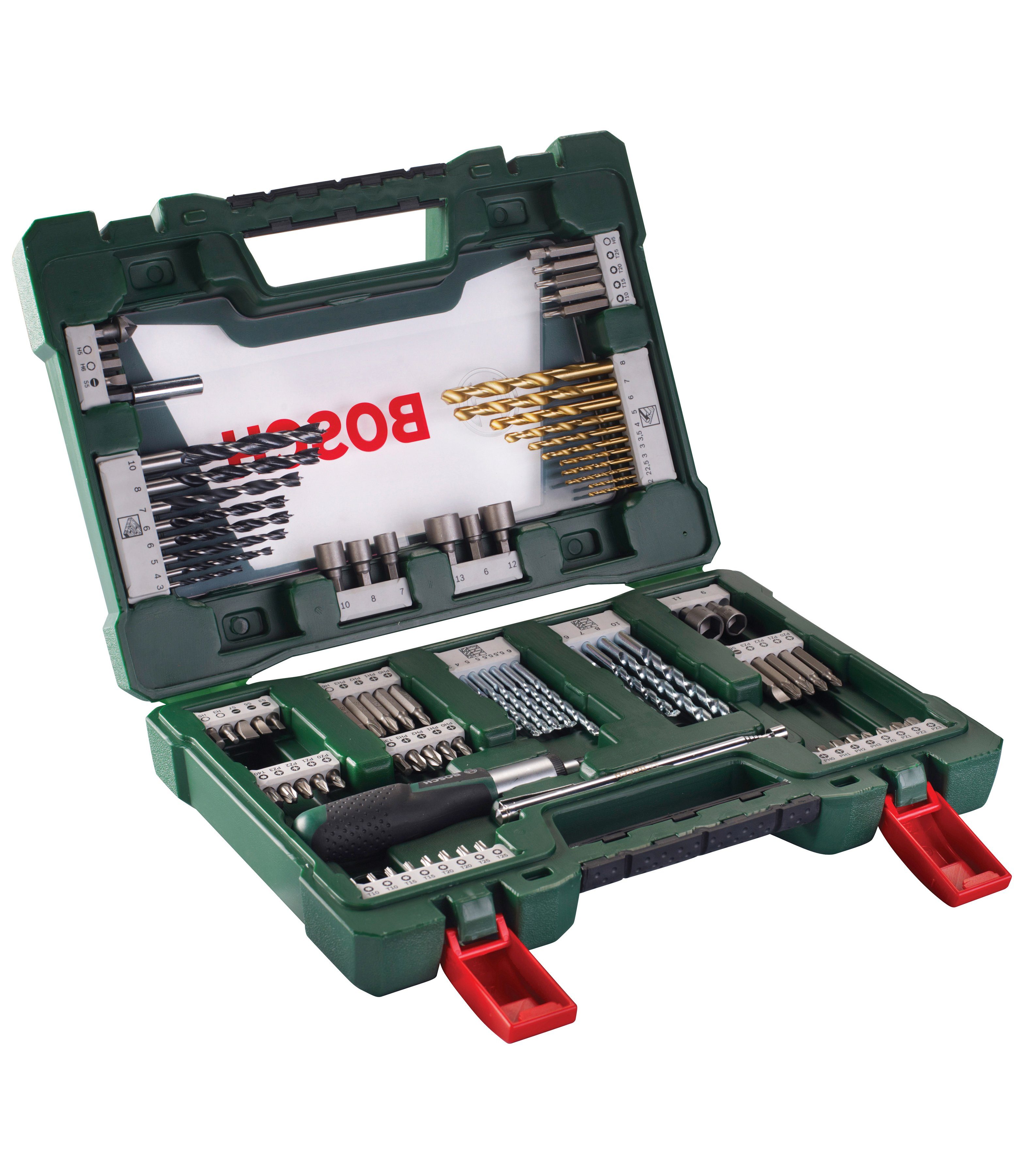 Bosch Home & Garden Bohrer- und Bitset V-Line, 91-teilig, 49 Schrauberbits  und 8 Steckschlüssel für alle Schraubanwendungen